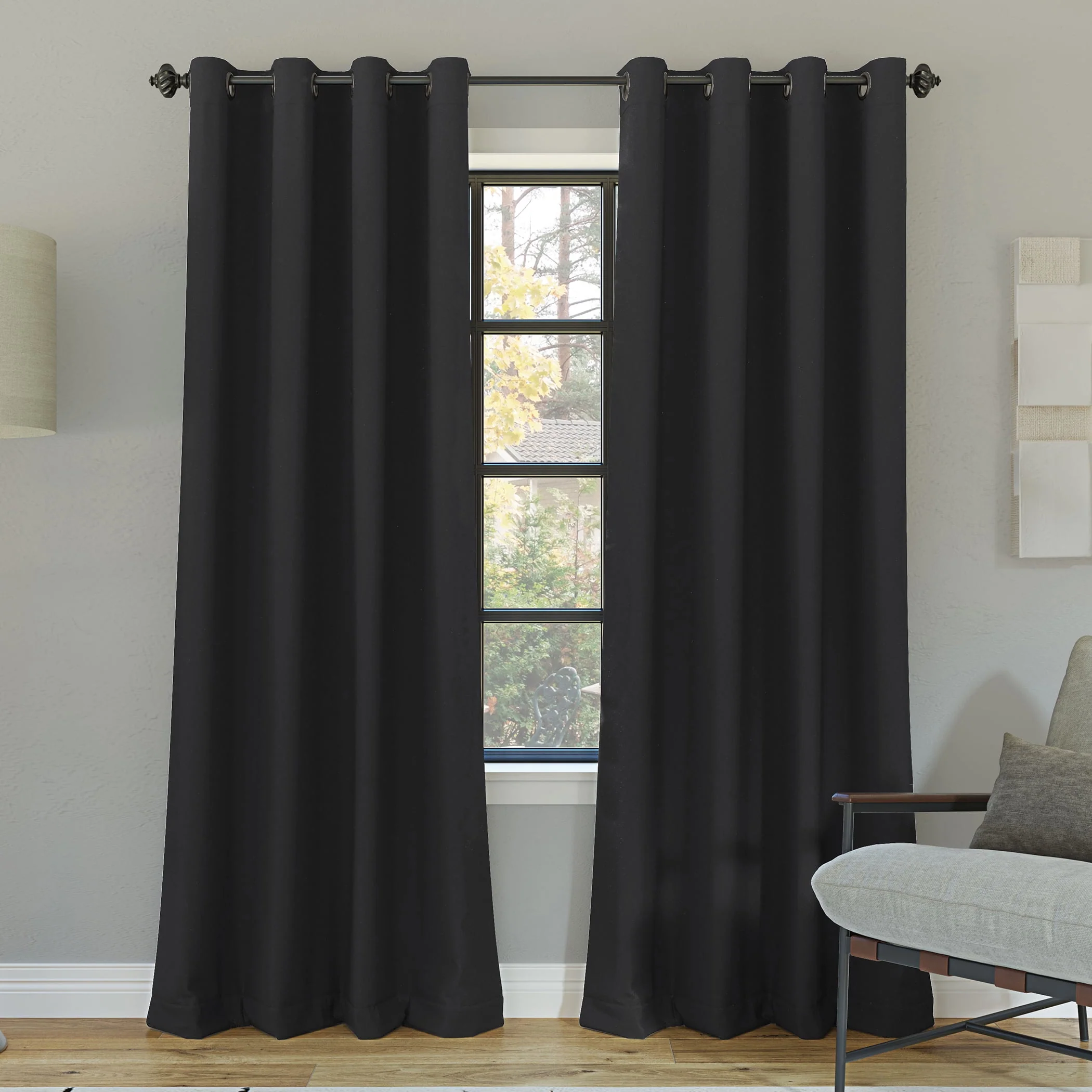 Sun Zero Oslo Theater Grade 100% Blackout Grommet Curtain Panel, 52" x 84", Coal Black, Adult