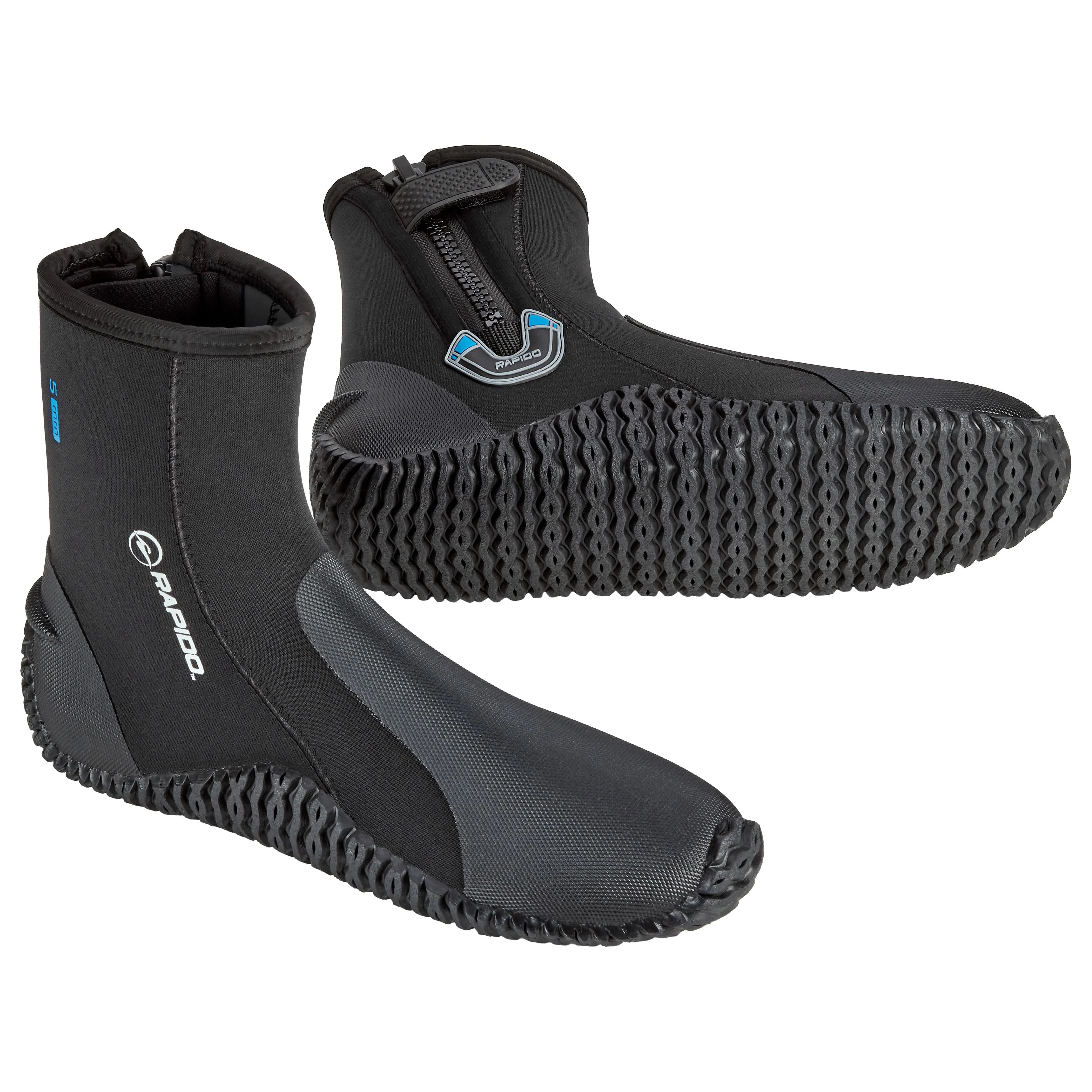 Rapido Boutique Collection Wise 5mm Neoprene Wetsuit Zipper Dive Boot, Great Scuba Diving Snorkeling Surf Boots, Anti-Slip Rubber Sole Booties
