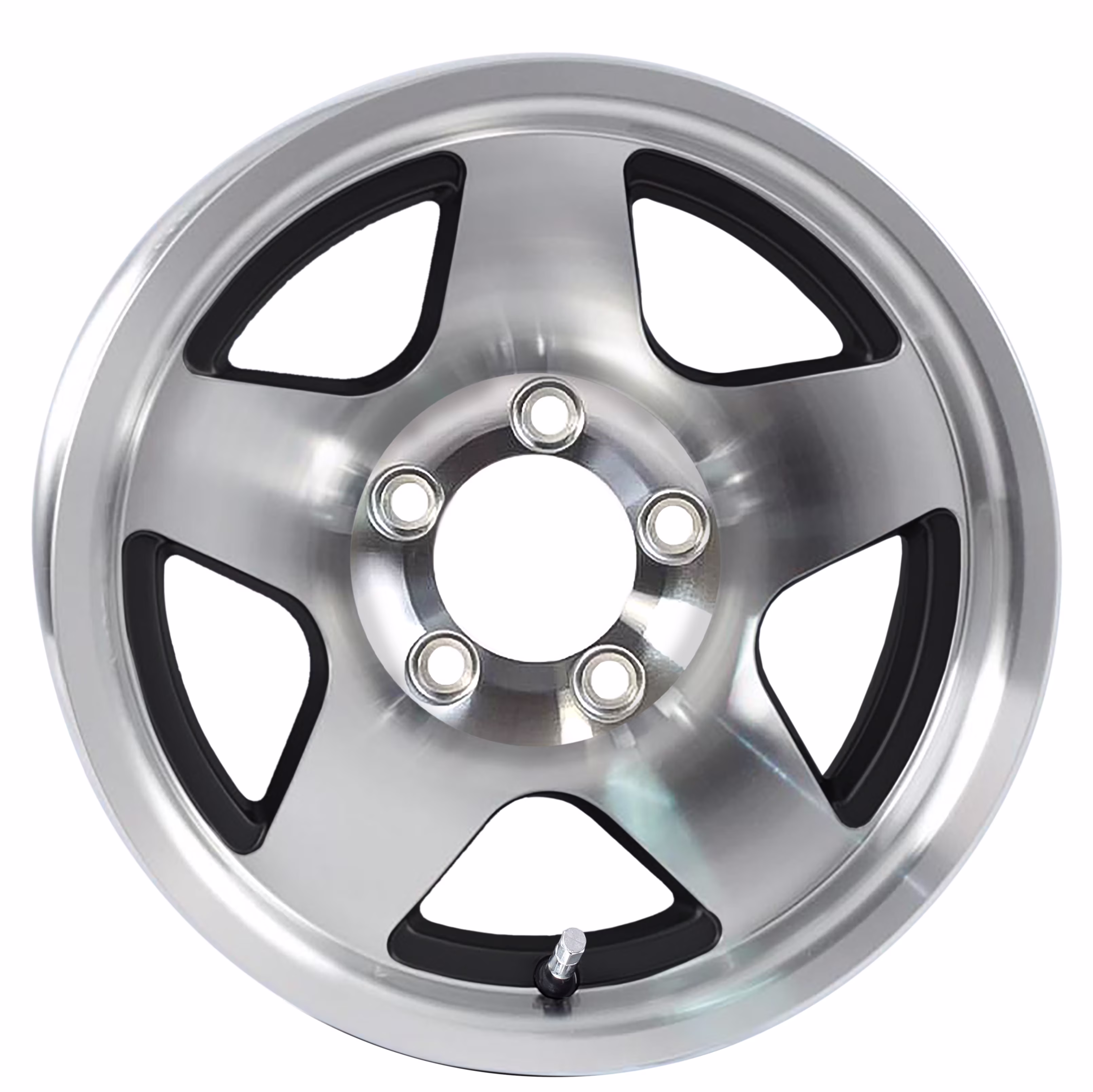 eCustomrim Aluminum Trailer Wheel 15X5 15" Black Star Style 5 Lug On 4.5" Center Rim