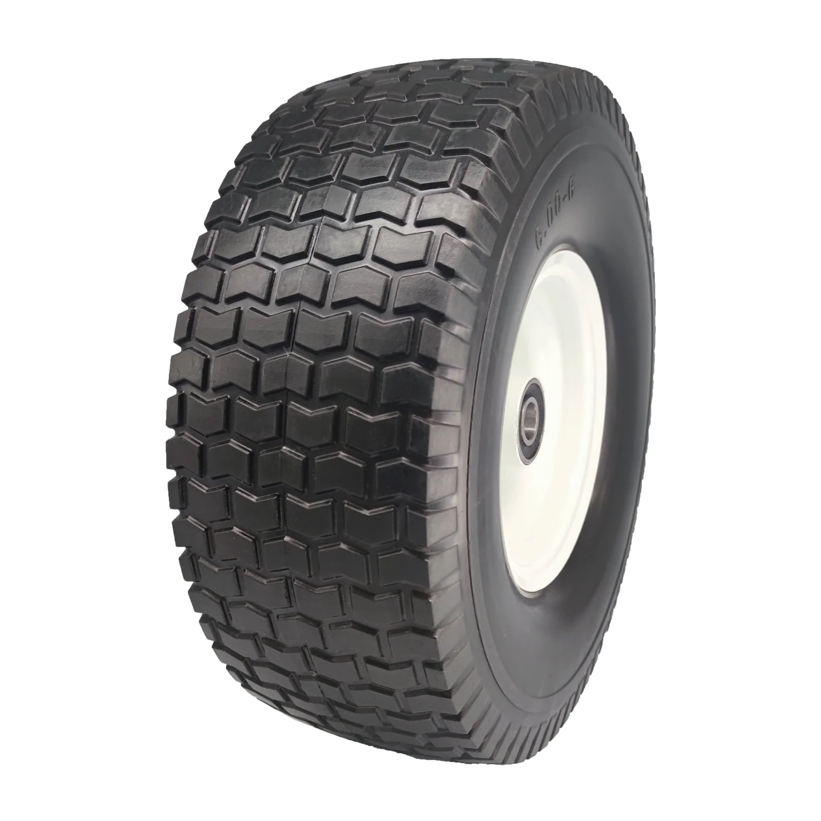Flat Free Lawn Mower Tires 15x6.00-6 with 3/4 & 5/8 Bearings, 3" Center Hub