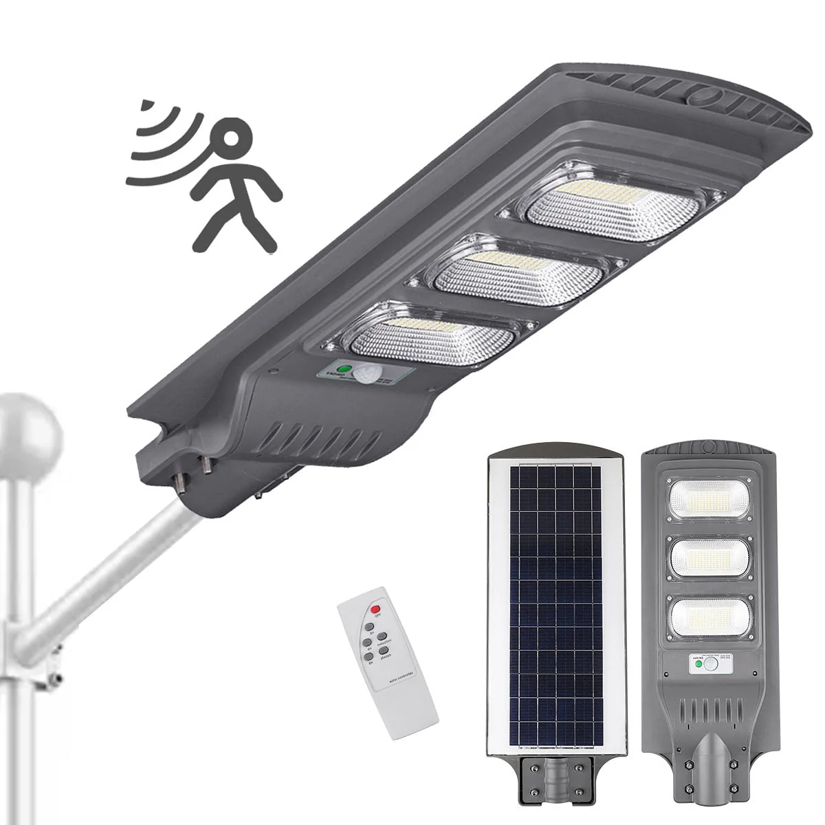 AUGIENB 2500W 351LED Solar Street Light, Outdoor Lamp 3030 LEDs 7500K Parking Lot Lights LED Solar Light PIR Motion Sensor with Remote Control Waterproof