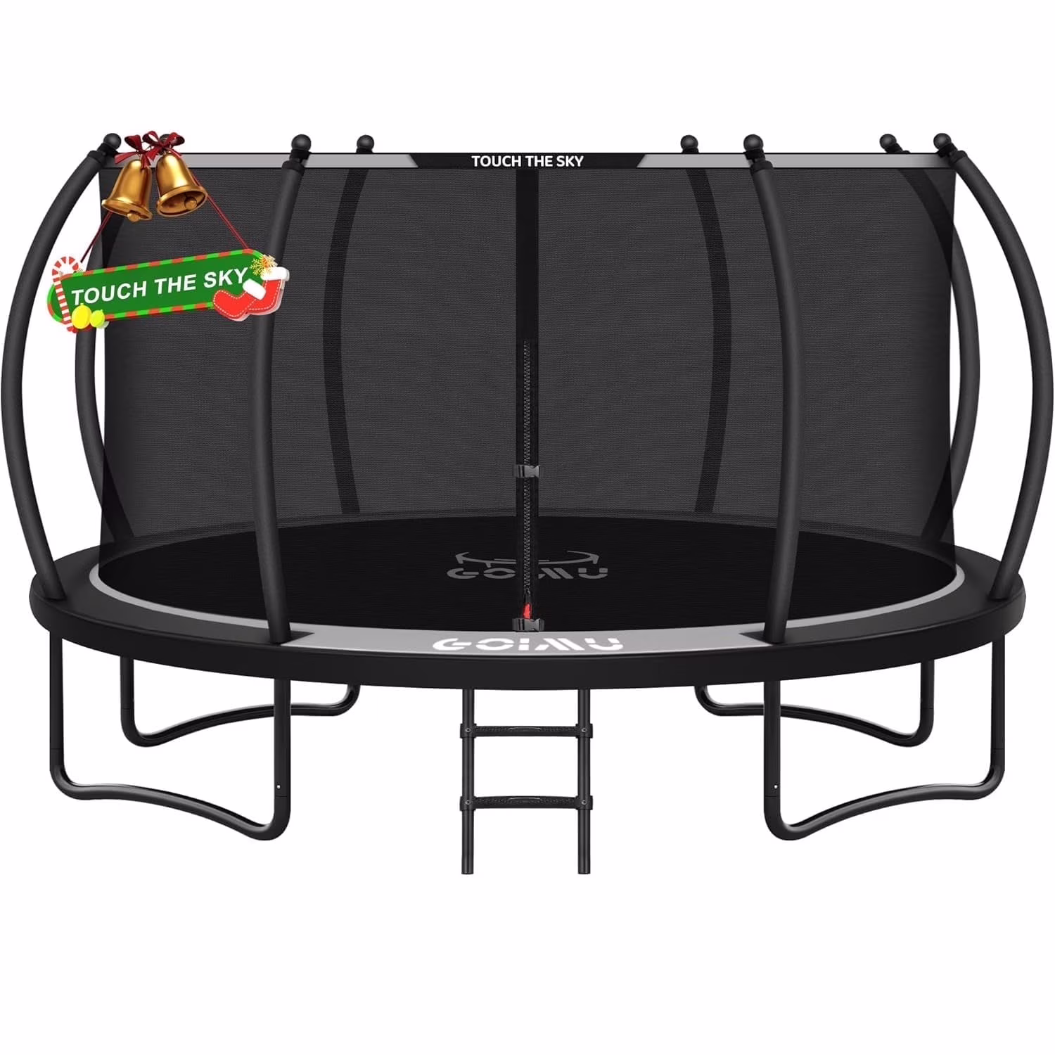 MITONOS Recreational Trampoline 12FT 14FT,Outdoor Trampoline with Ladder and Enclosure,AntiRust Coating Trampoline for Kid and Adult,Black