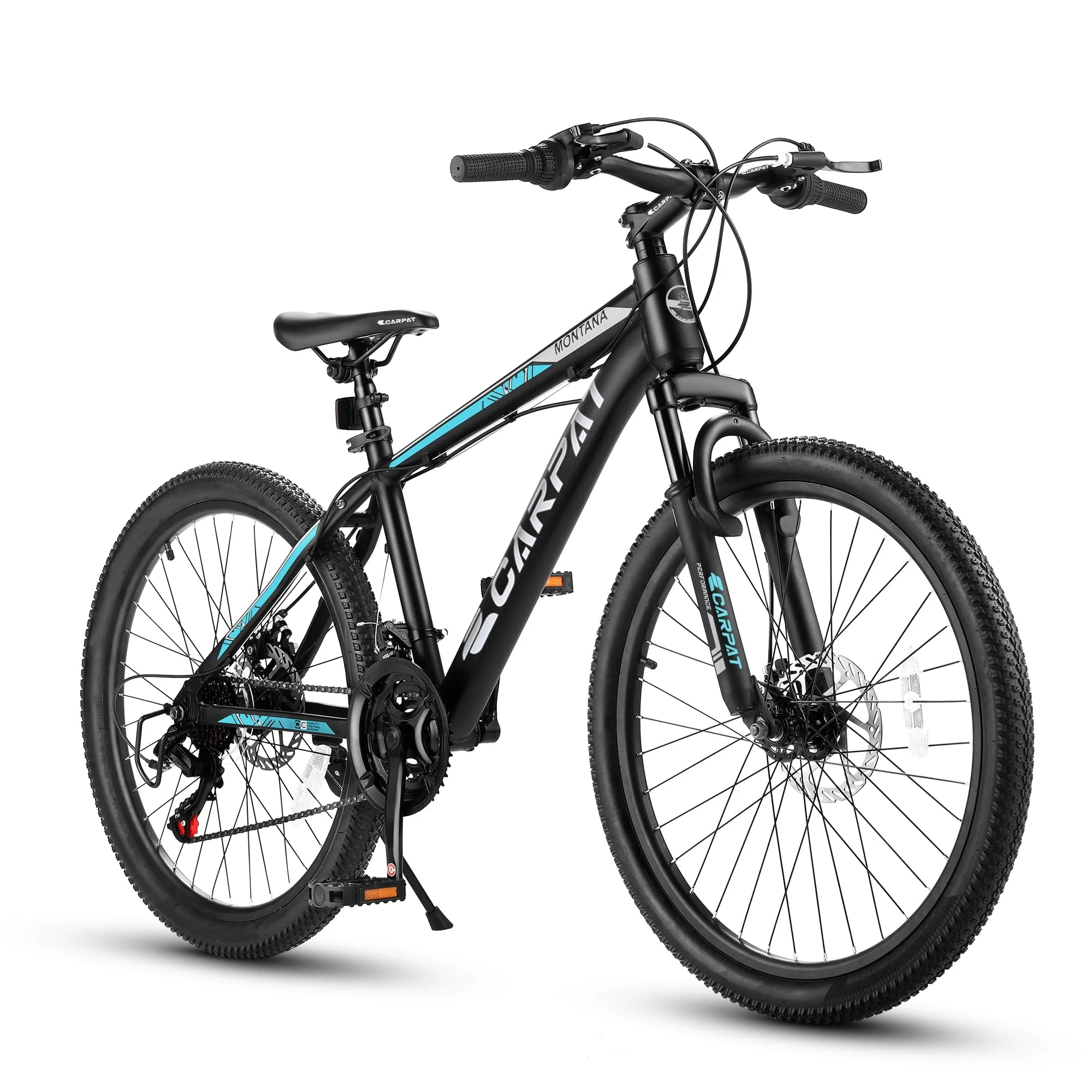 Ecarpat 26 Inch Wheels Mountain Bike, Mens Womens 26 Inch, 17" Height Aluminum Steel Frame, 21 Speed Disc Brakes Front Suspension, Youth Boys Girls Adult Bicycles Black