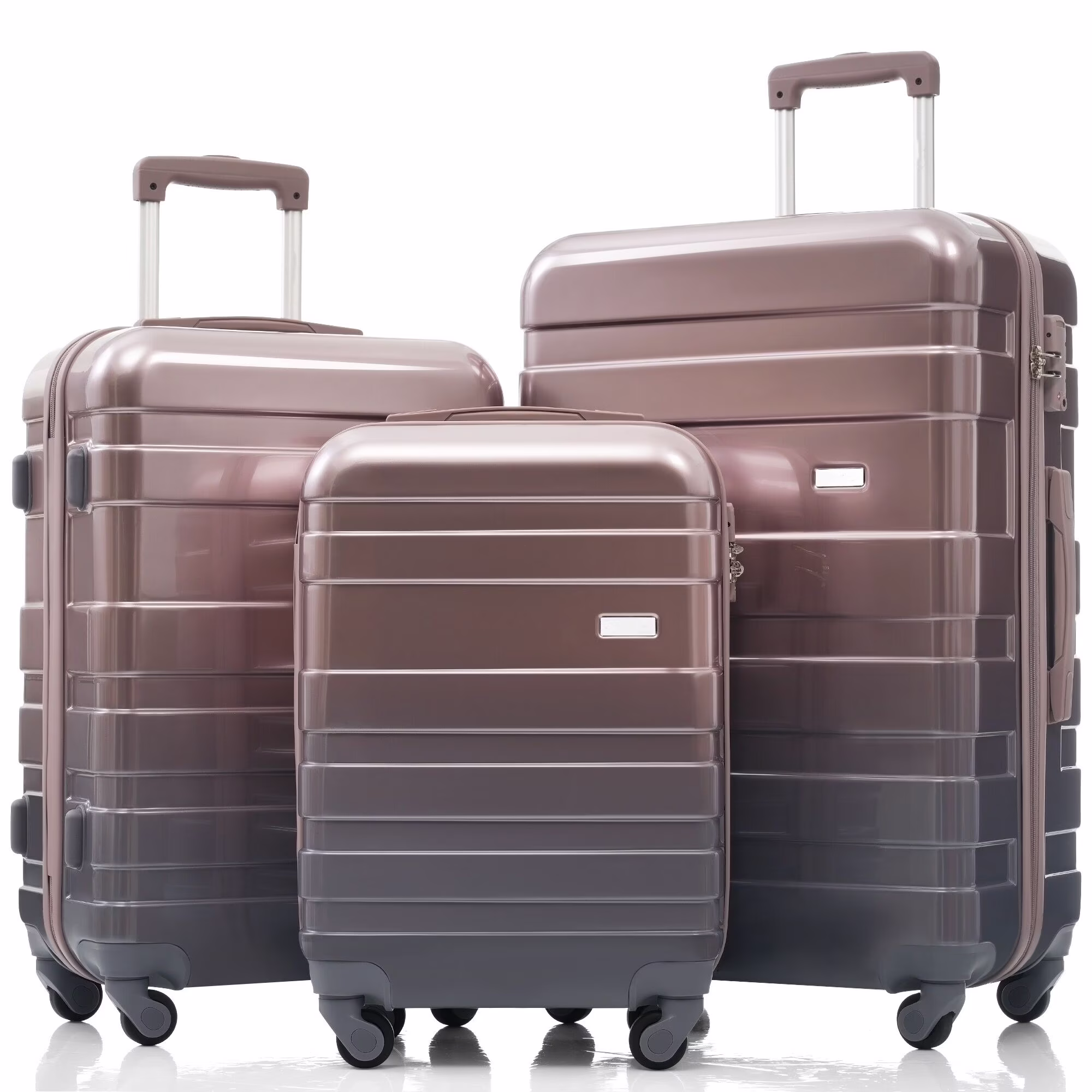 Hard Luggage Case Luggage Sets New Model ABS Hardshell 3pcs Clearance Luggage Hardside Lightweight Durable Suitcase sets Spinner Wheels Suitcase with TSA Lock 20''24''28''( golden),Travel Hard Case