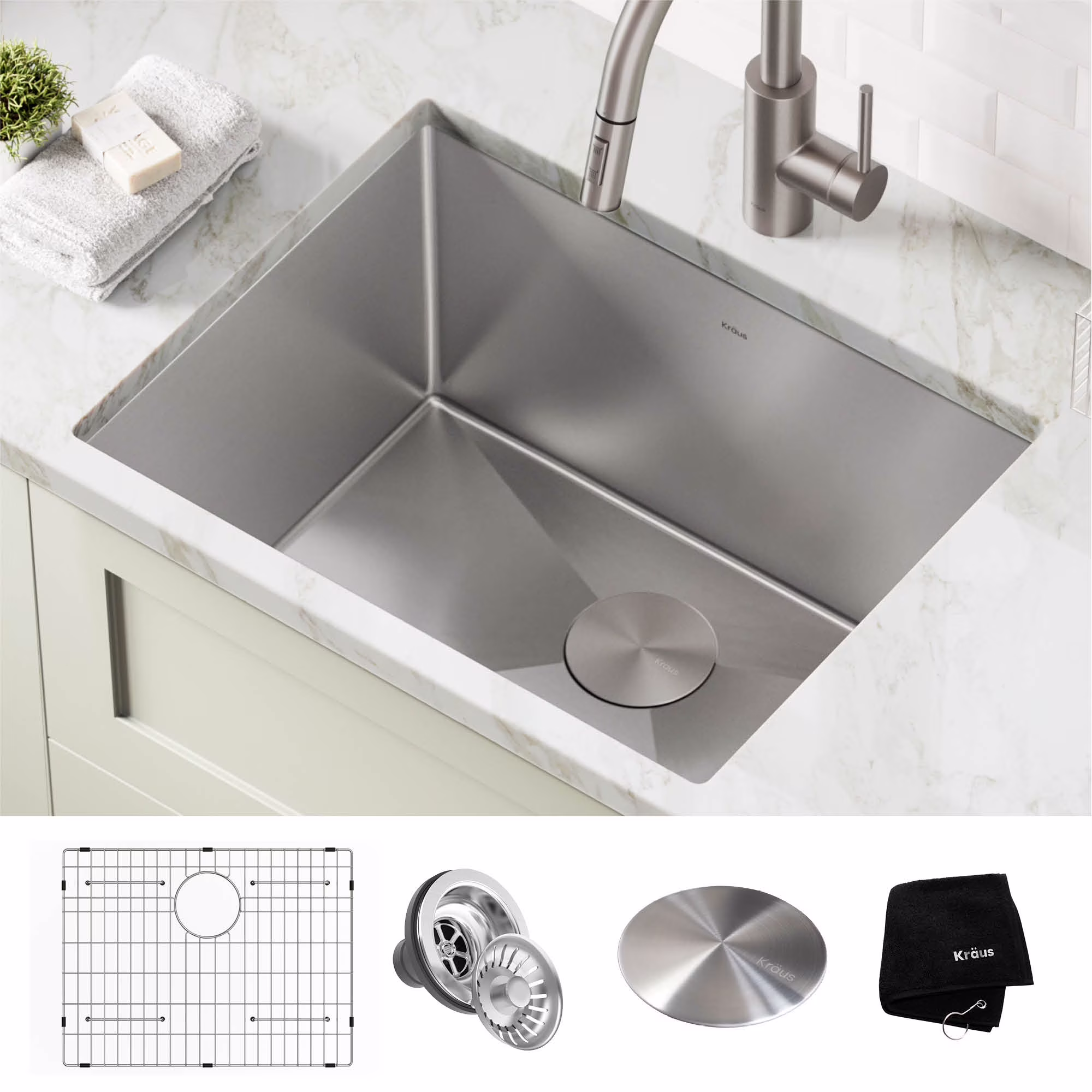 KRAUS Standart PRO�?24�?Undermount 16 Gauge Stainless Steel Single Bowl Laundry Utility Sink
