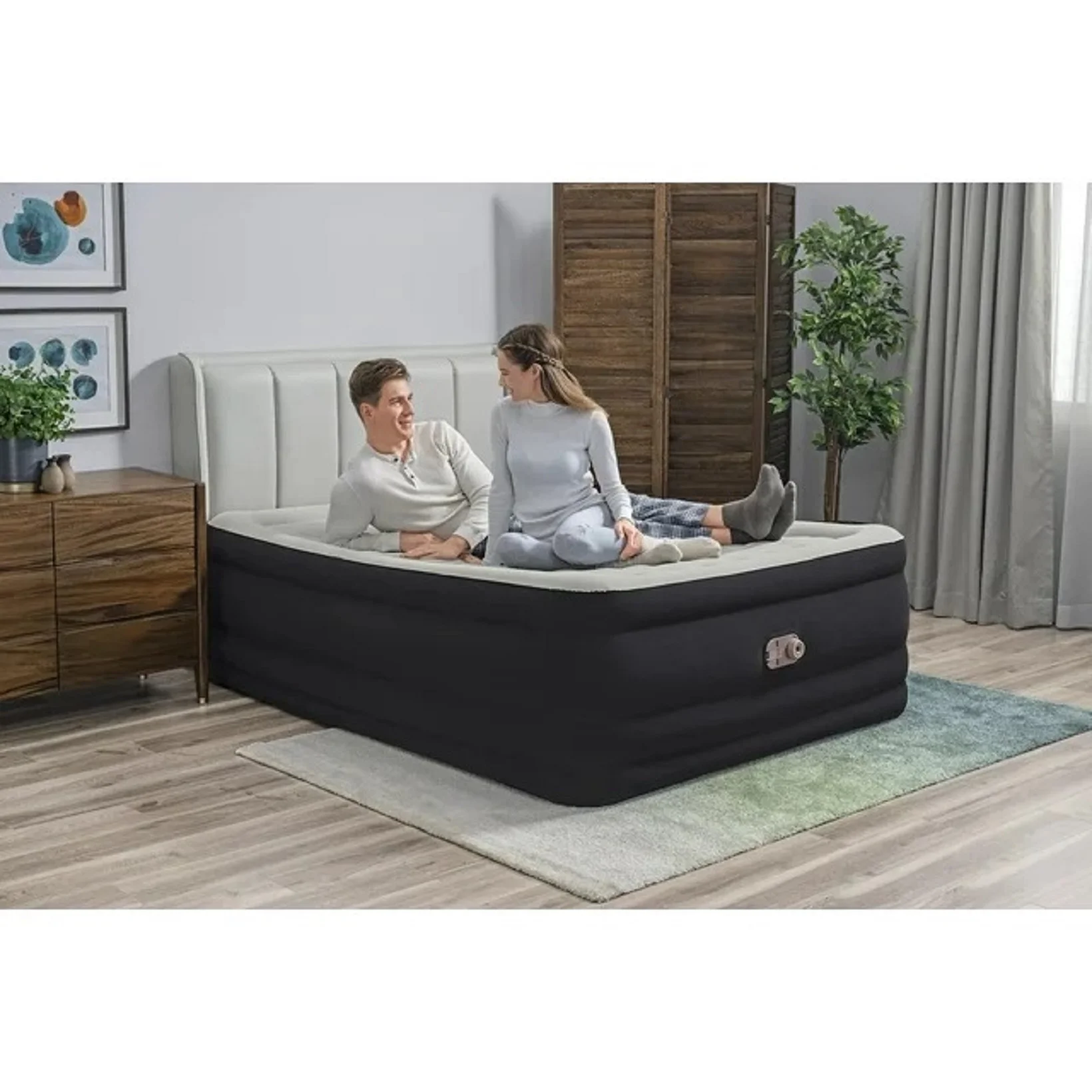 Pre-Owned Bestway 671GQE Tritech Air Mattress Queen 24" with Built-in AC Pump Included