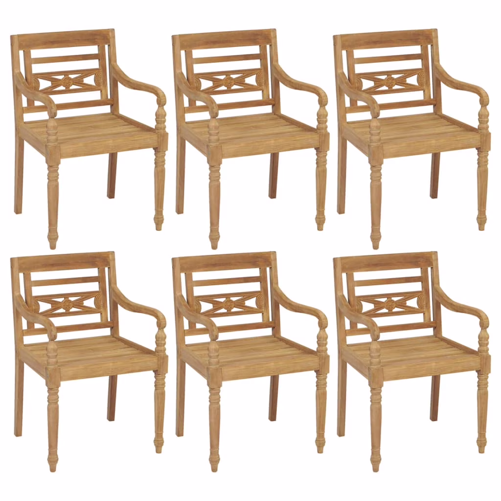 vidaXL 1/2x Solid Teak Wood Batavia Chairs Sturdy Outdoor Seat Dining Chair