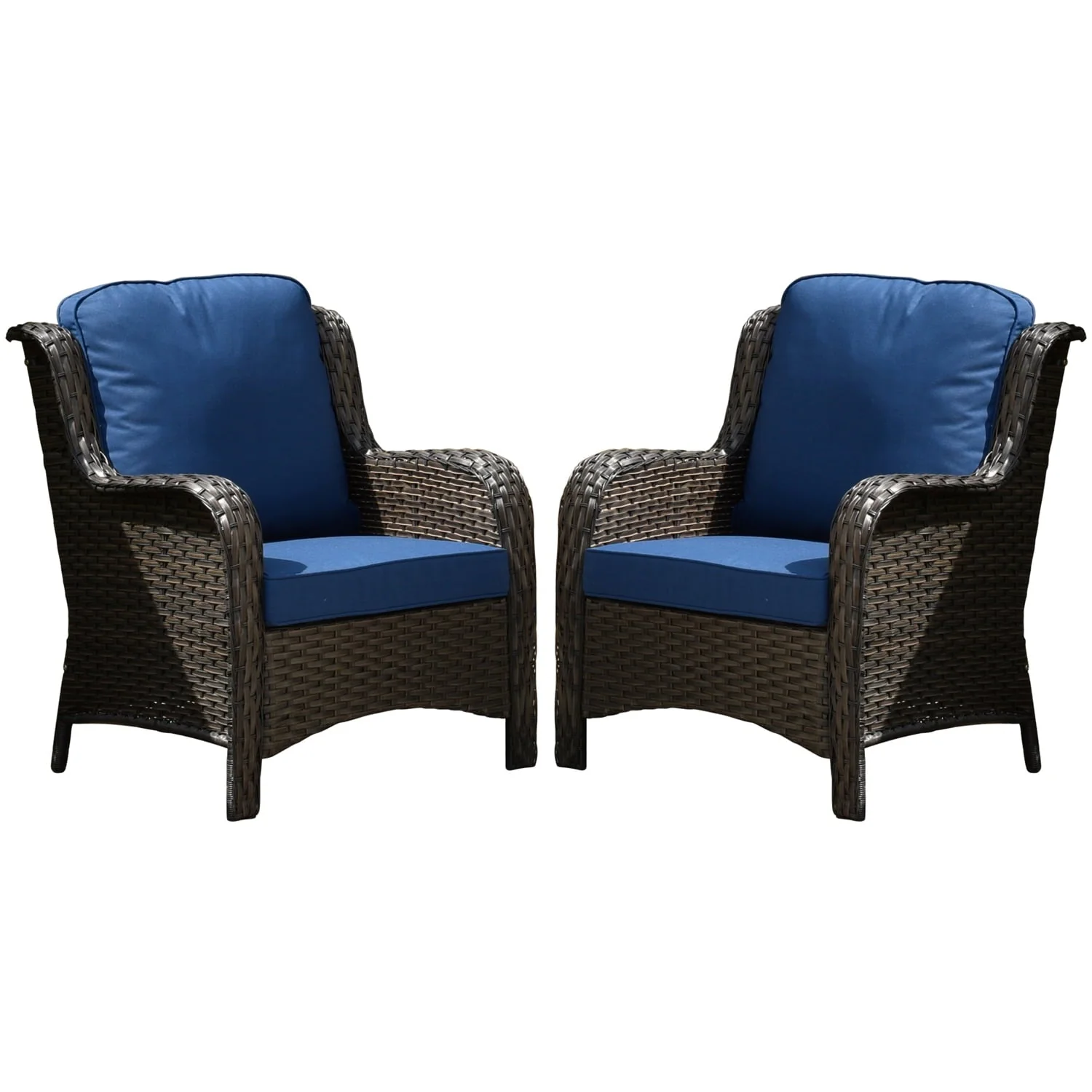 Ovios Outdoor Patio Single Chairs on sale 2 Pieces, Wicker Patio Single Chairs Set, PE Rattan Patio Chairs with Fabric Cushions for Backyard