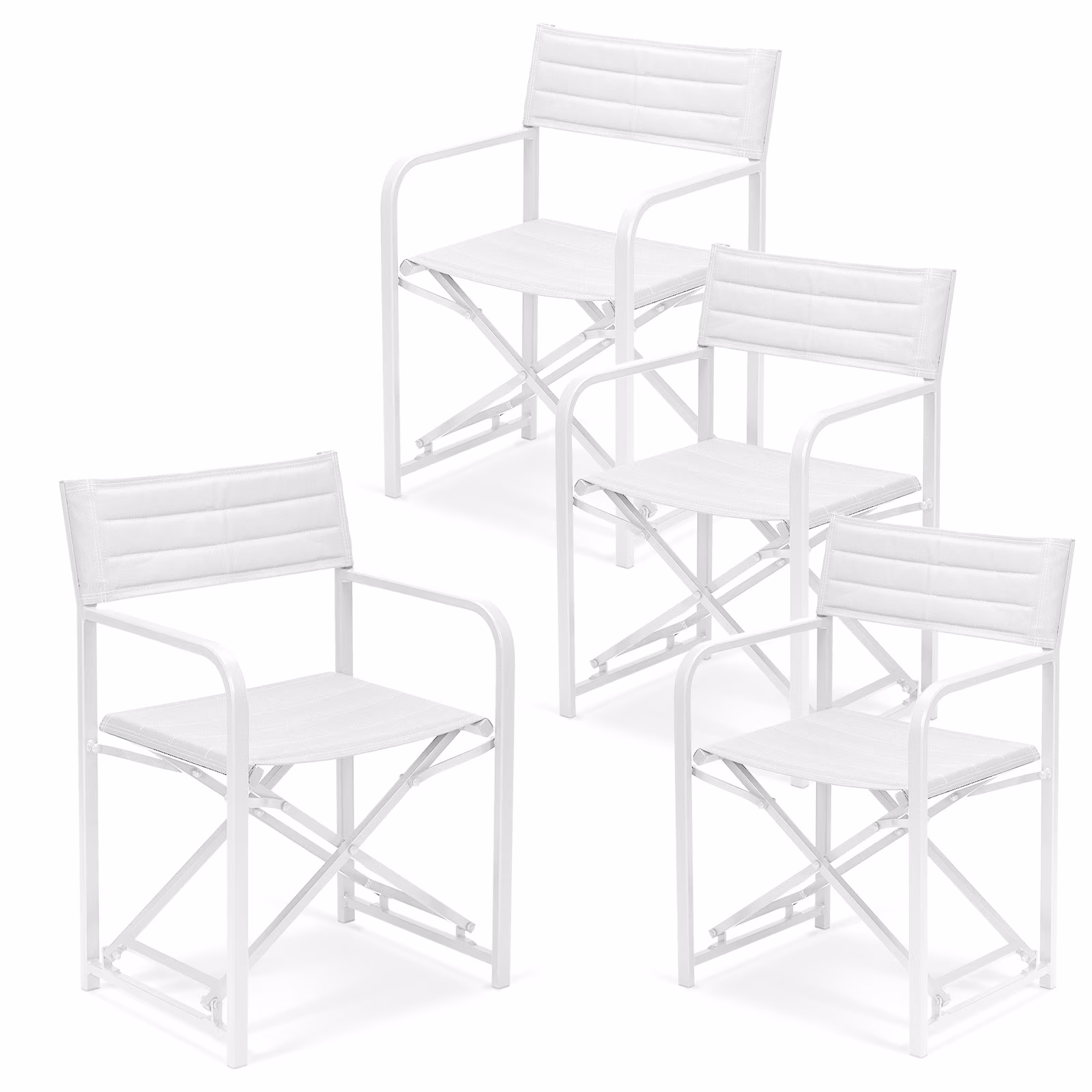 Aoodor 34" Director's Chair Set of 4, Portable Bar Height Chairs for Outdoor, Makeup Artist, or Events, White
