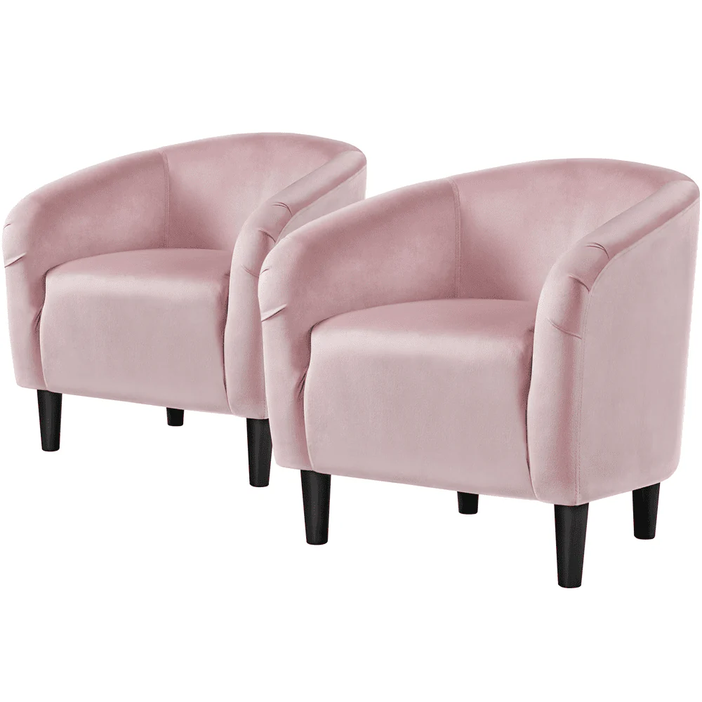 Easyfashion Tub Chair, Set of 2, Pink Velvet