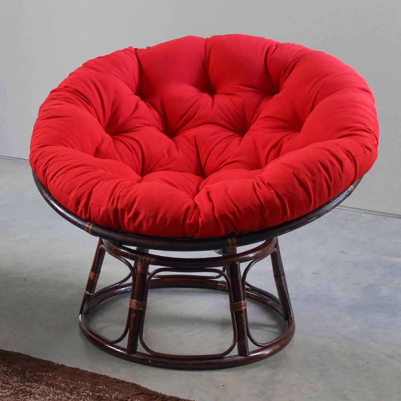 International Caravan 42-Inch Rattan Papasan Chair with Solid Twill Cushion-Color:Toffee
