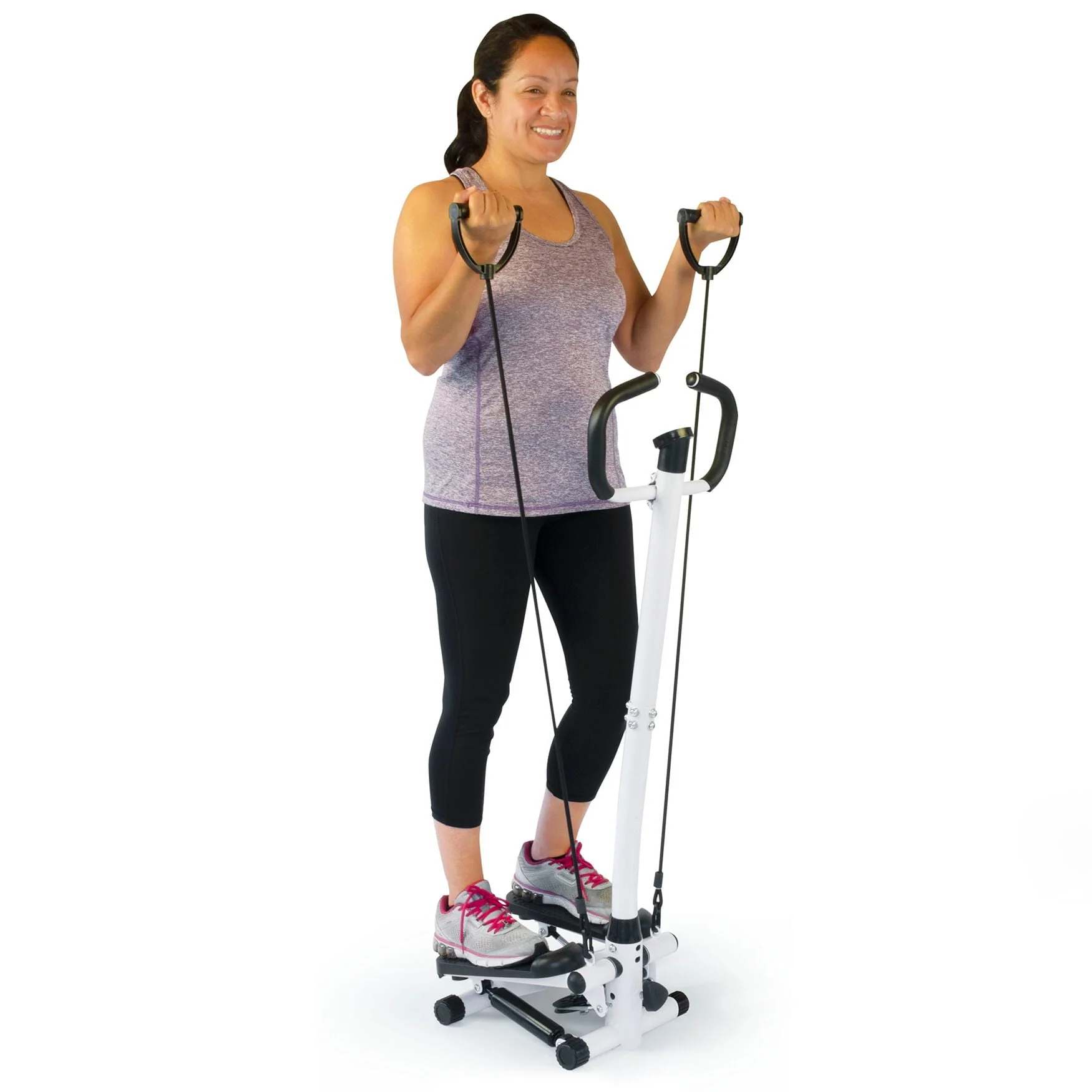 North American Health+Wellness Hometrack Fitness Stepper With Stretch Bands, White Black