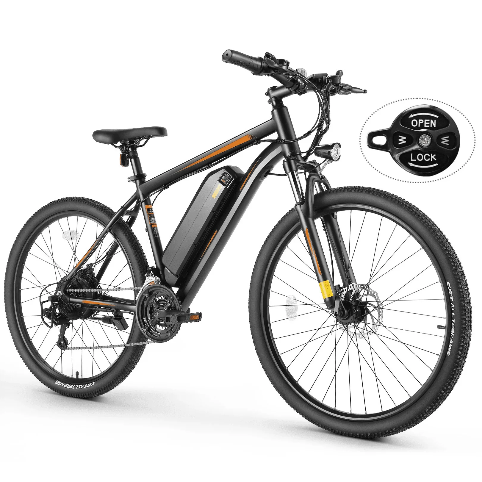 Funcid Electric Bike, Electric Bike for Adults 26'' E-Bikes 350W Adult Electric Bicycle, 19.8MPH Electric Mountain Bike with Lockable Suspension Fork, Removable Battery, Shimano 21-Speed Gears-Orange