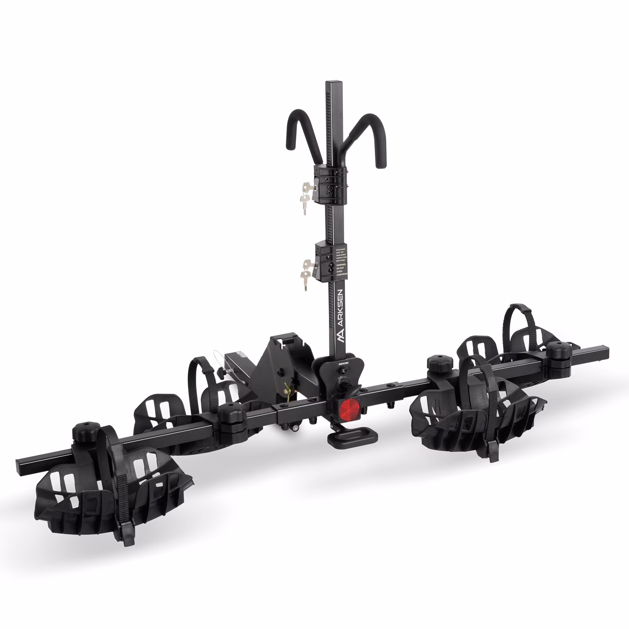 Arksen Electric Bike Hitch Rack, Foldable Quick Release Smart Tilting 2 Ebike Rack Platform Style Carrier w/Car Lock for Up to 5.5" Fat Tires for Car, SUV, Trucks - 170 lbs Heavy Weight Capacity