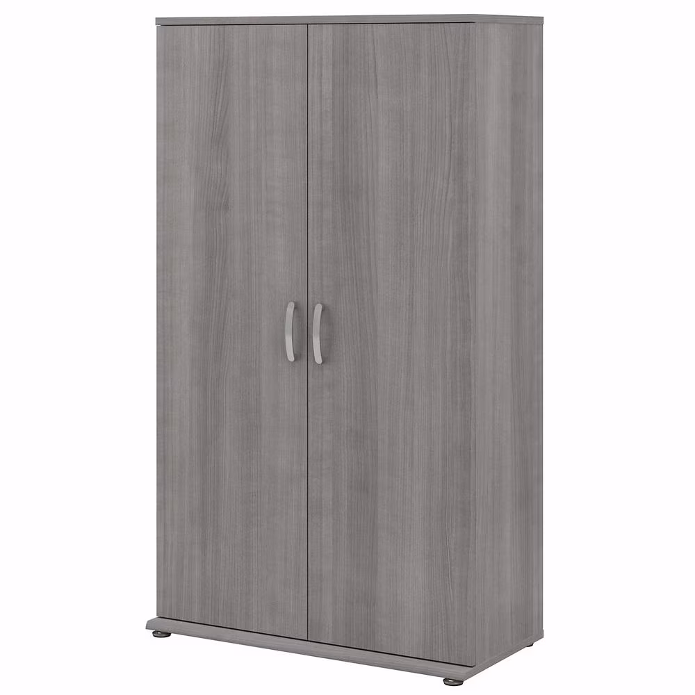 Bush Business Furniture Universal Tall Garage Storage Cabinet with Doors and Shelves - Platinum Gray