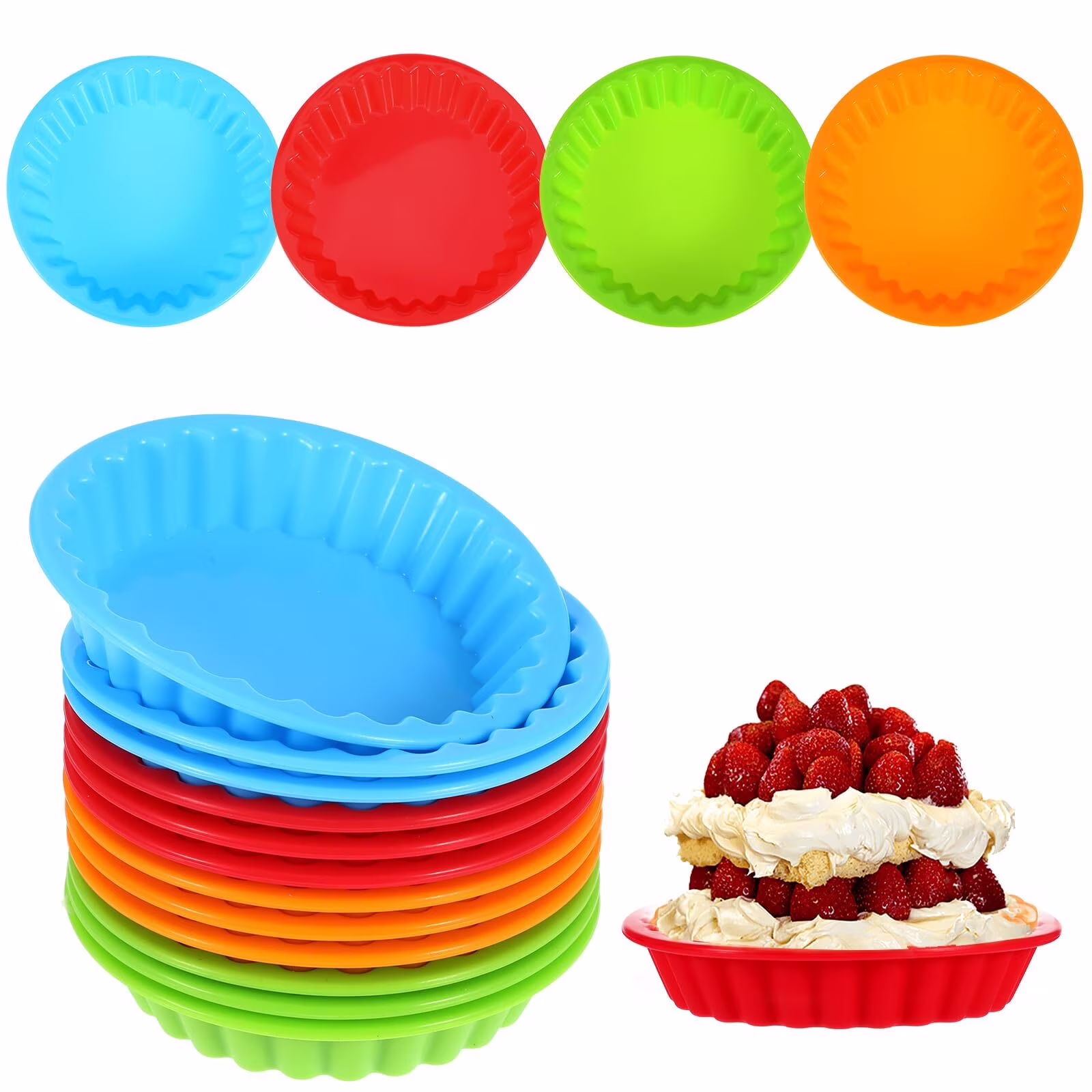 Silicone Mini Tart Pan, 4 Inch Non-stick Mini Quiche Molds, Small Pie Pans, Egg Tart Molds for Baking, Small Pie Tins for Restaurant Bakery Kitchen