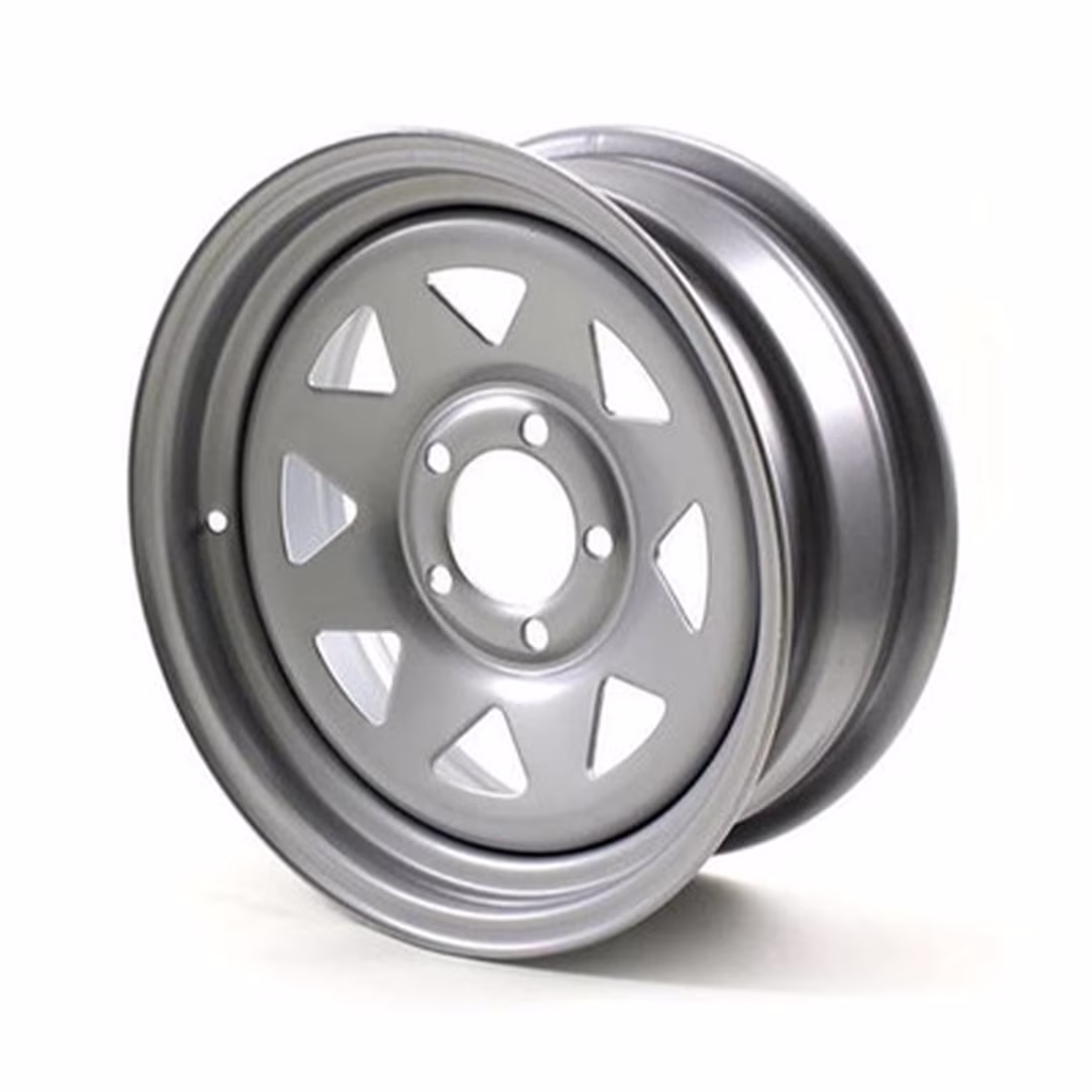 Recstuff 15x6 Steel Spoke Trailer Wheel Rim with Powdercoat Finish, 5-Bolt on 4.5"