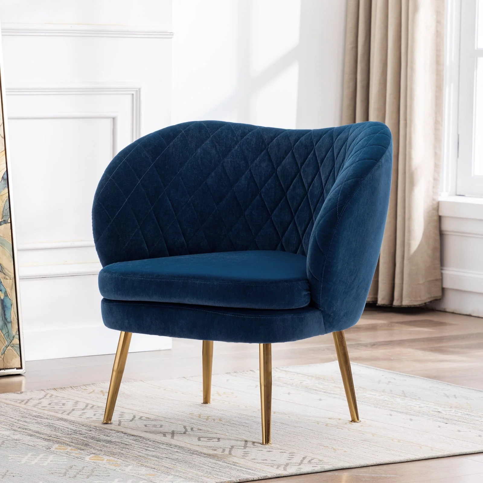 Duhome Accent Chair Single Sofa with Arm Velvet Blue 1 Pcs
