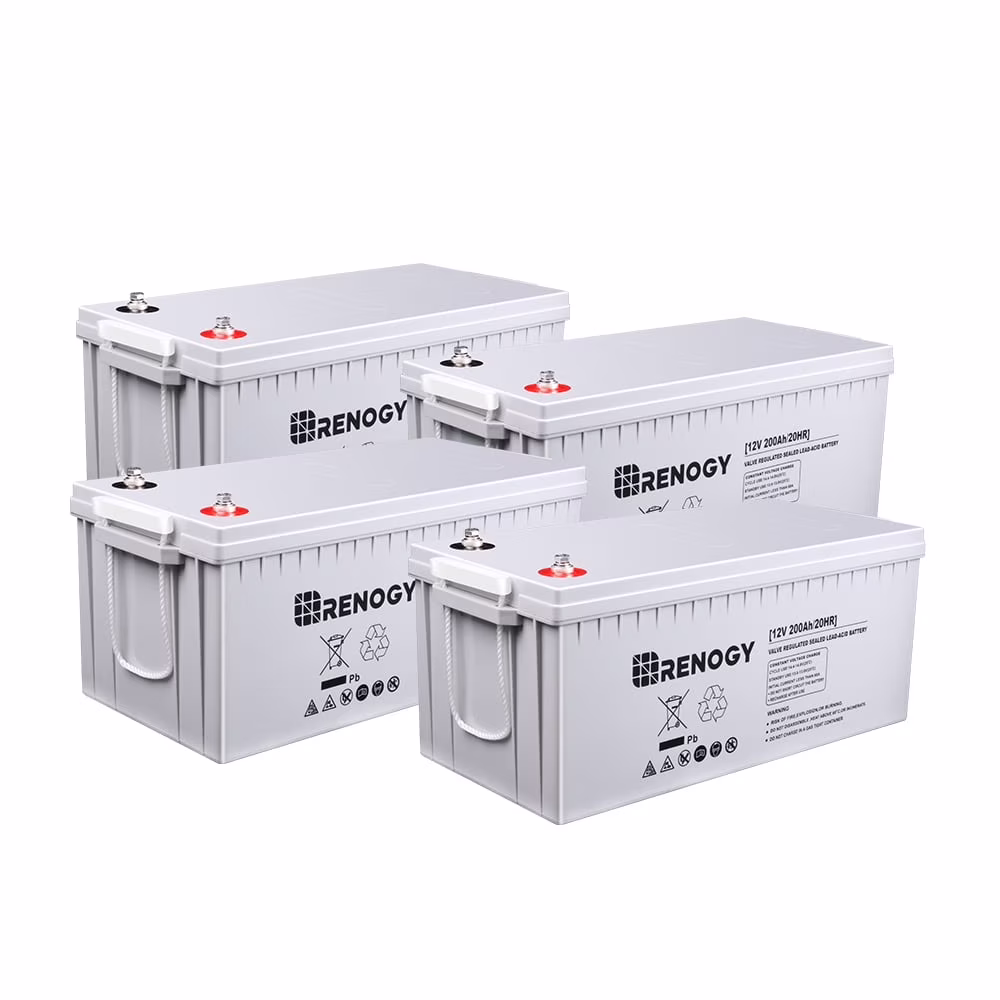 Renogy Deep Cycle AGM Battery 12 Volt 200Ah for RV, Solar, Marine, and Off-grid Applications, 4 Pcs