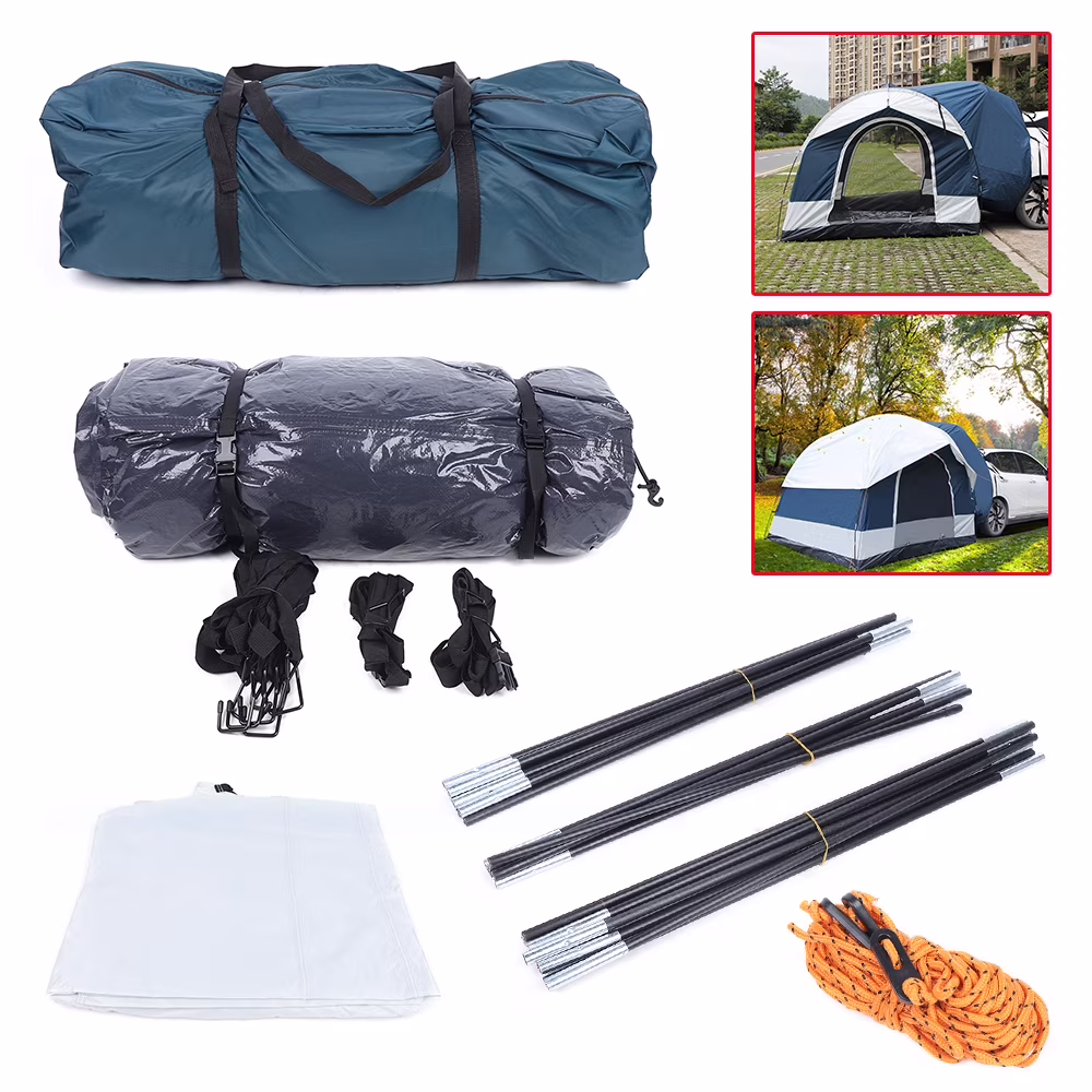Portable SUV Camping Tent with Aluminum Alloy Frame, High Wind Resistance, Easy Storage, Equipped with Ground Nails and Wind-Proof Rope for Stability
