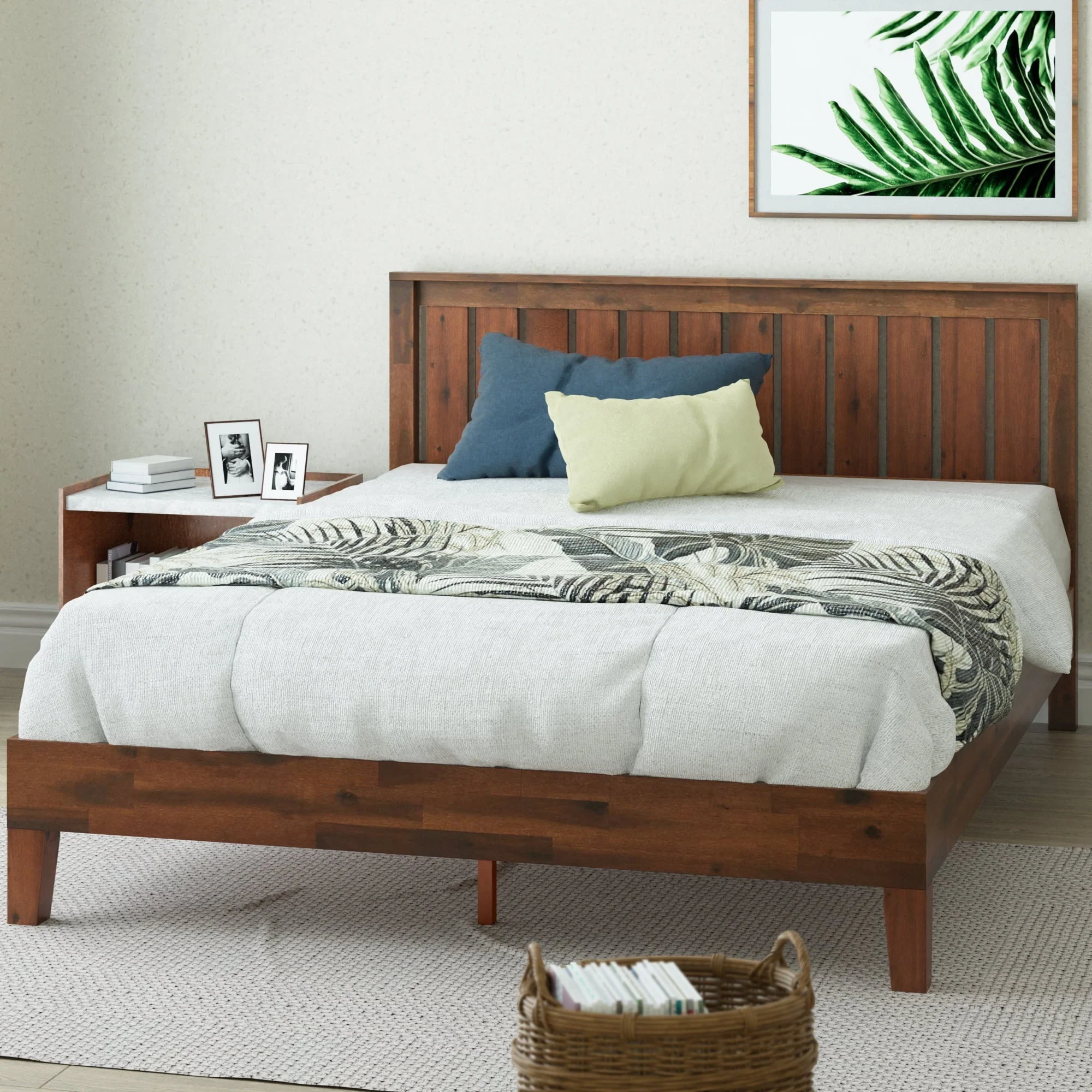 Zinus Vivek 37" Deluxe Wood Platform Bed Frame with Headboard, King