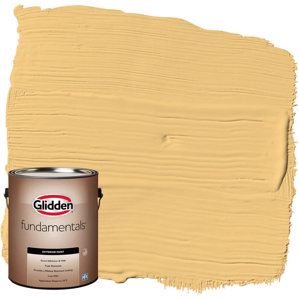 Glidden Fundamentals Exterior Paint Gold Buff / Yellow, Flat, 1 Gallon