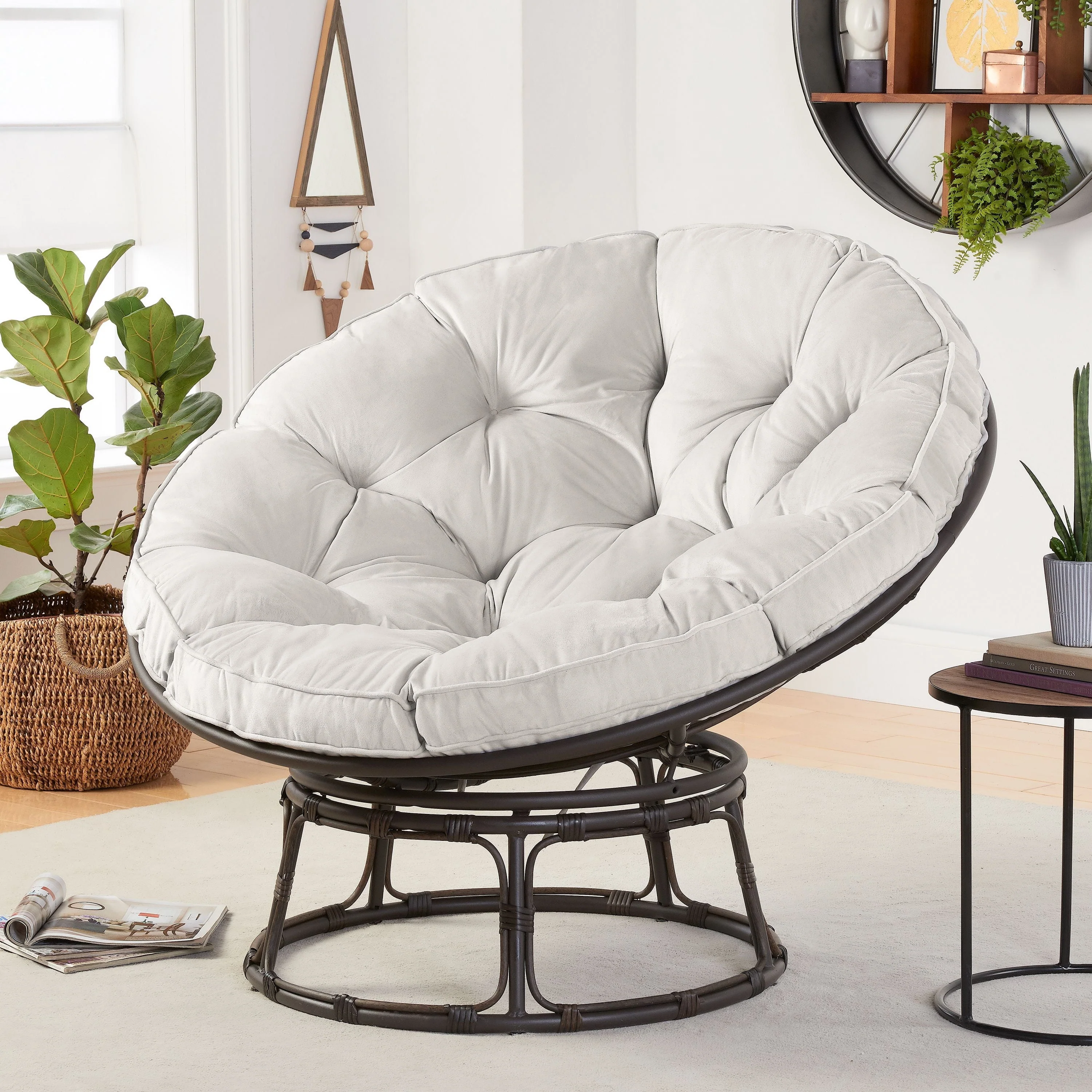 Better Homes & Gardens Papasan Chair, Pumice Gray, 46"
