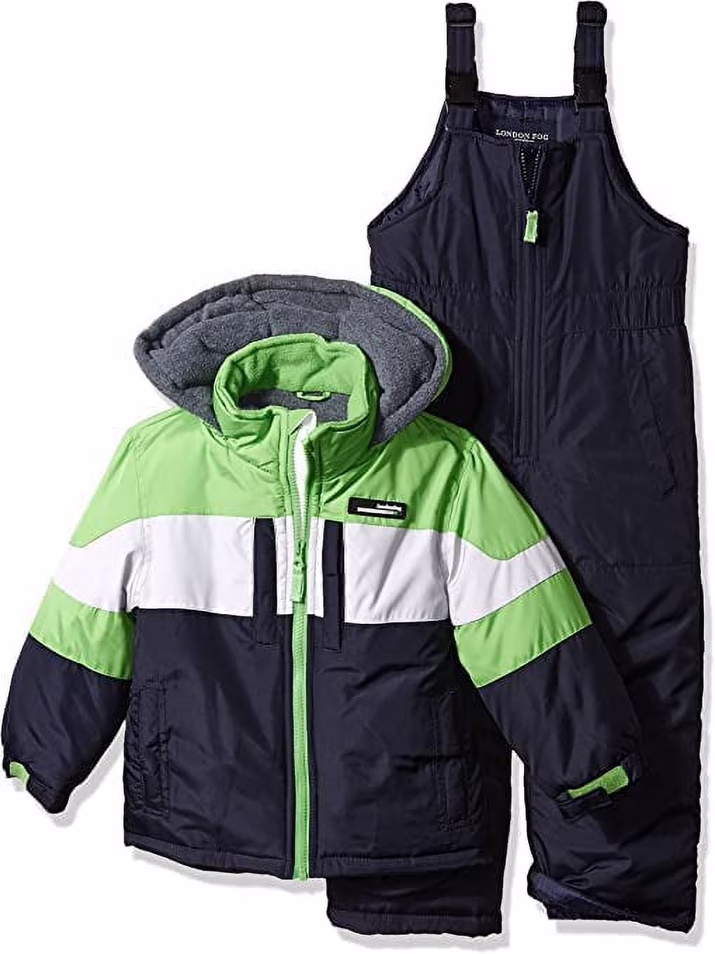 LONDON FOG Big Boys' 2-Piece Colorblock Snow Bib and Jacket Snowsuit