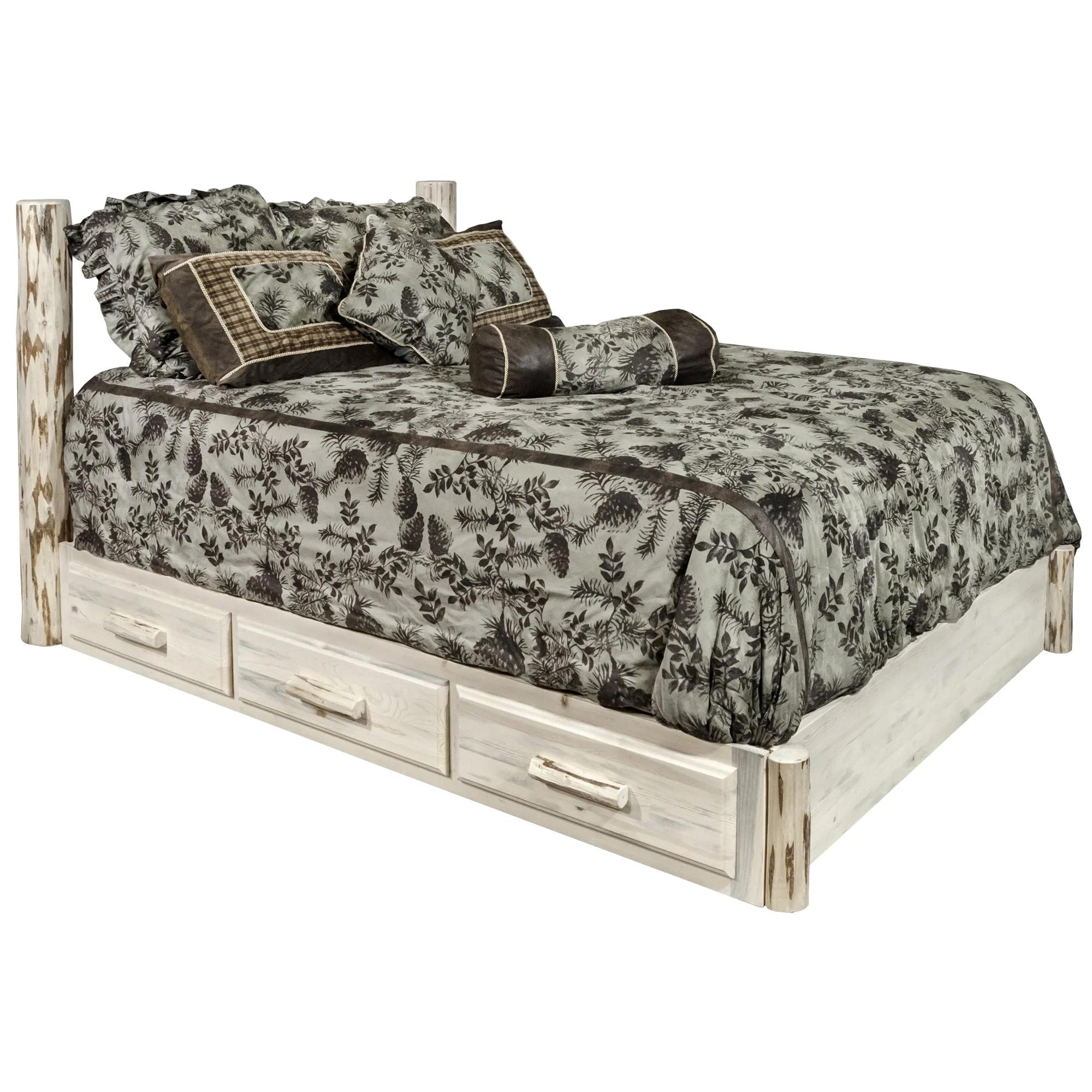 Montana Woodworks Collection King Platform Bed with Storage, Clear Lacquer Finish