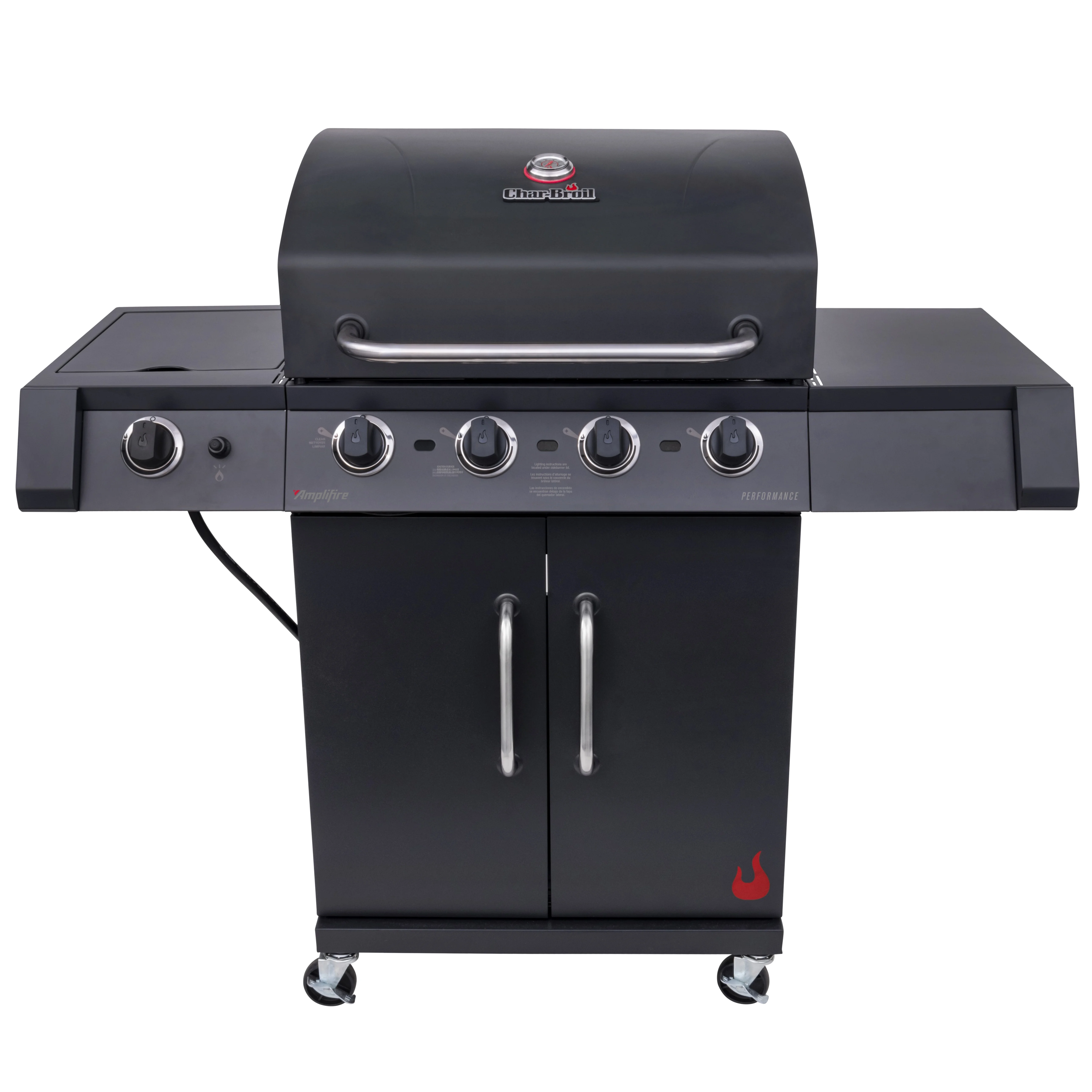 Performance Series Infrared 4-Burner Propane Gas Grill Cabinet with Side Burner, Black