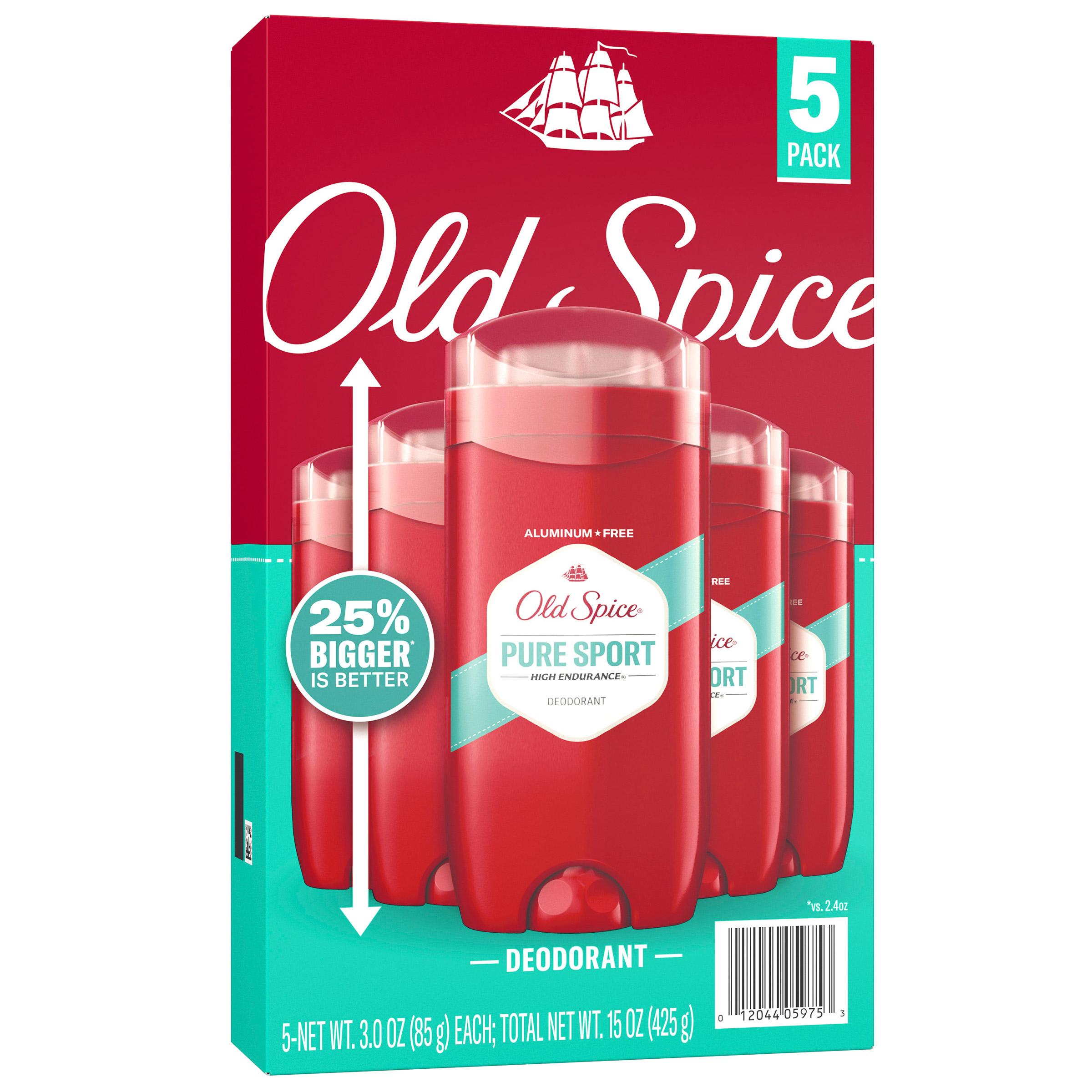 Old Spice Deodorant for Men, Pure Sport High Endurance, 3 oz, 5-pack