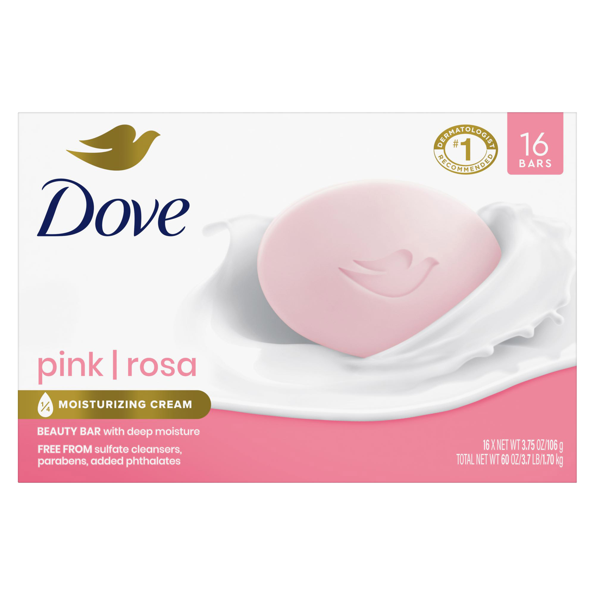 Dove Pink Bar Soap, 16 Bars, 3.75 oz