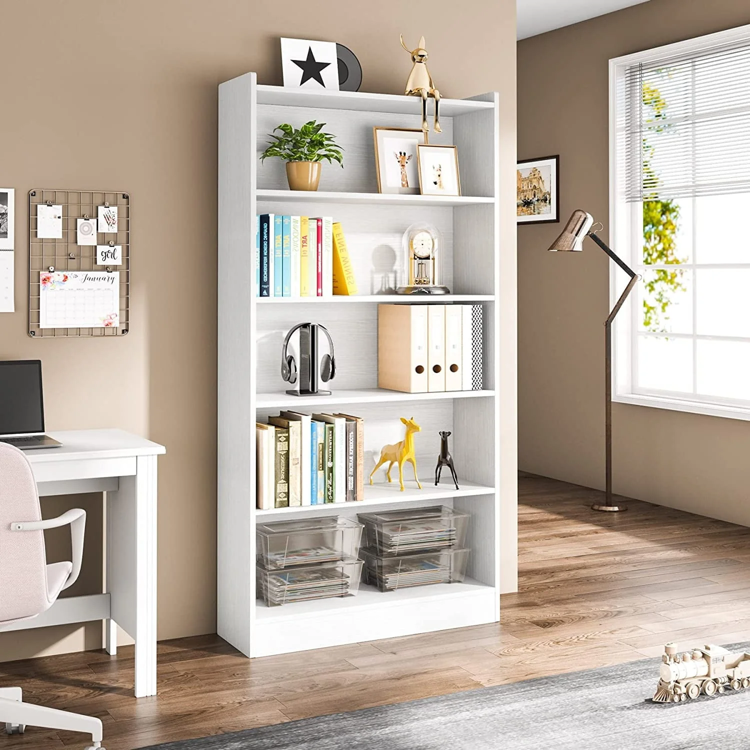 Tribesigns 72" Tall Bookshelf, Modern 6-Shelf Open Bookcase, White