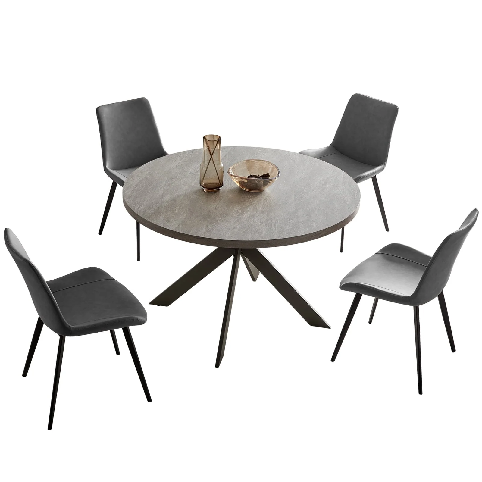 Round Dining Table Set, Mid Century Modern Round Dining Table 47 INCH, Leisure Coffee Table, Saving Space (Grey)