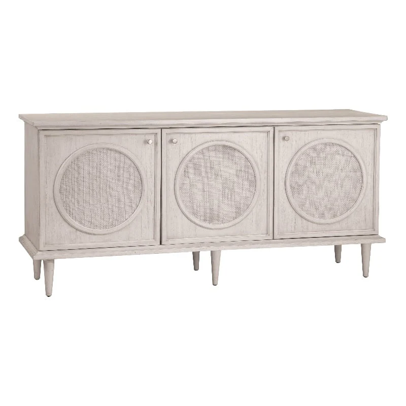 Korey Server in White Washed Wood and Cane