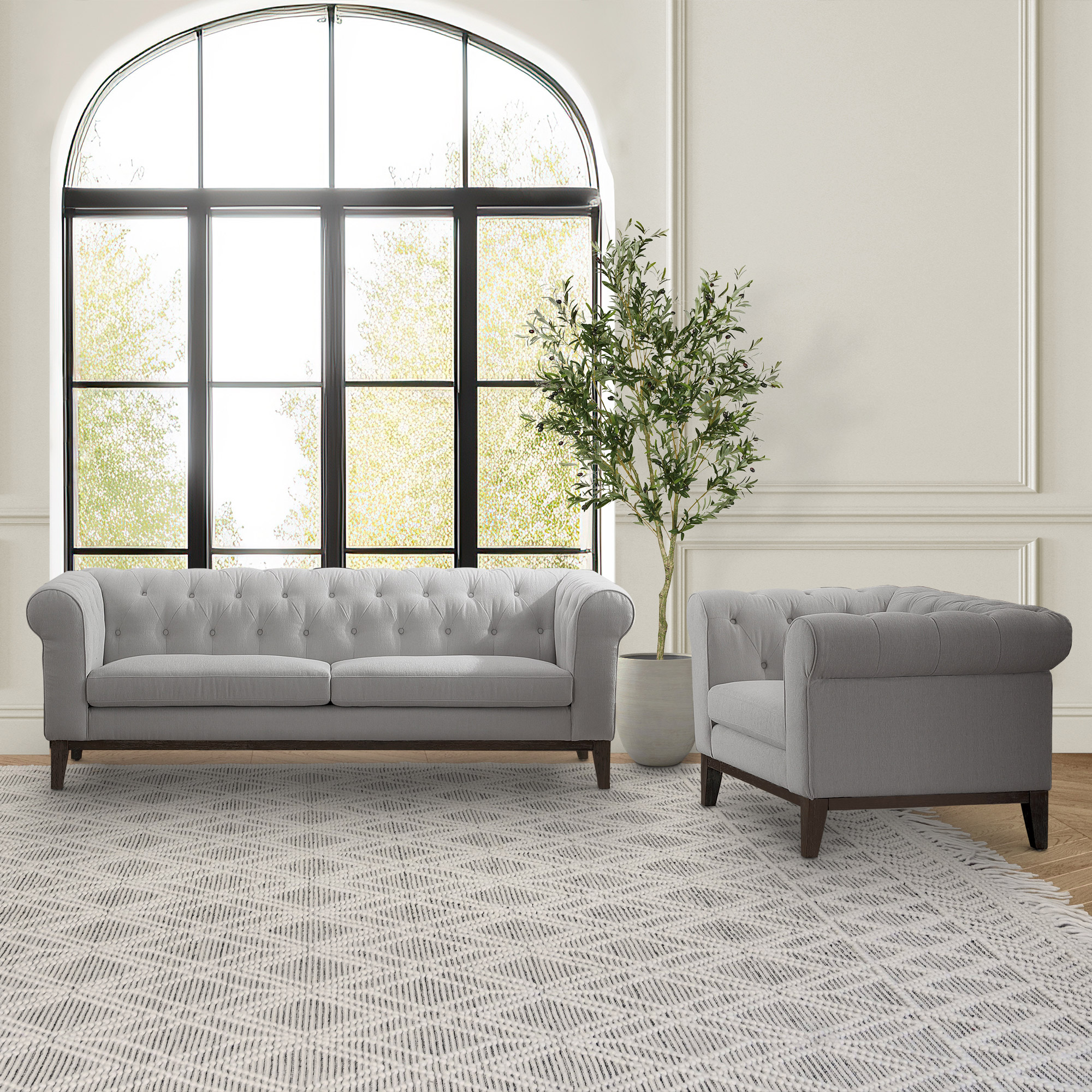 Gwen Fabric Chesterfield 2-piece Set, Sofa and Chair