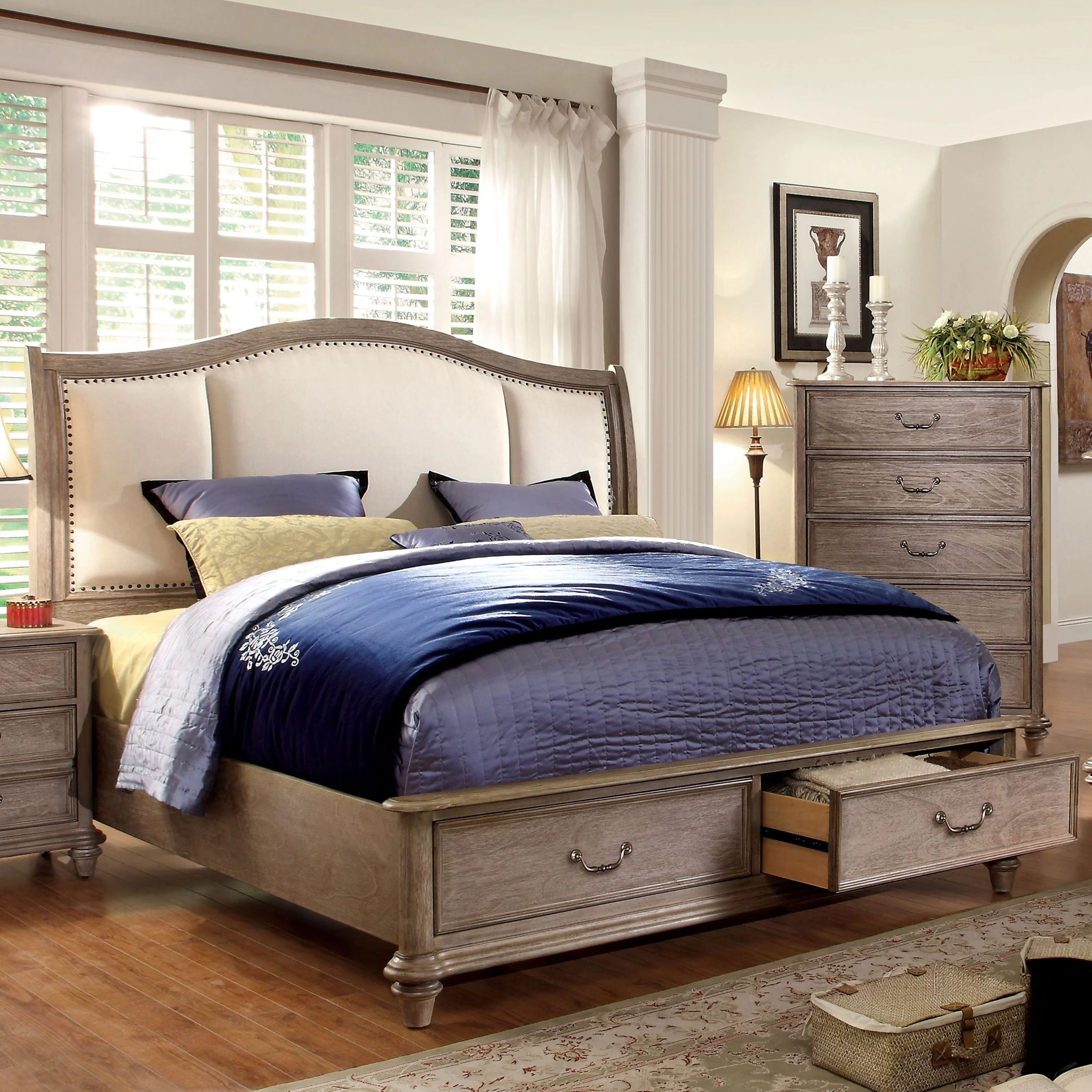 Furniture of America Vinita IV Platform Bed, Queen, Rustic Natural Tone