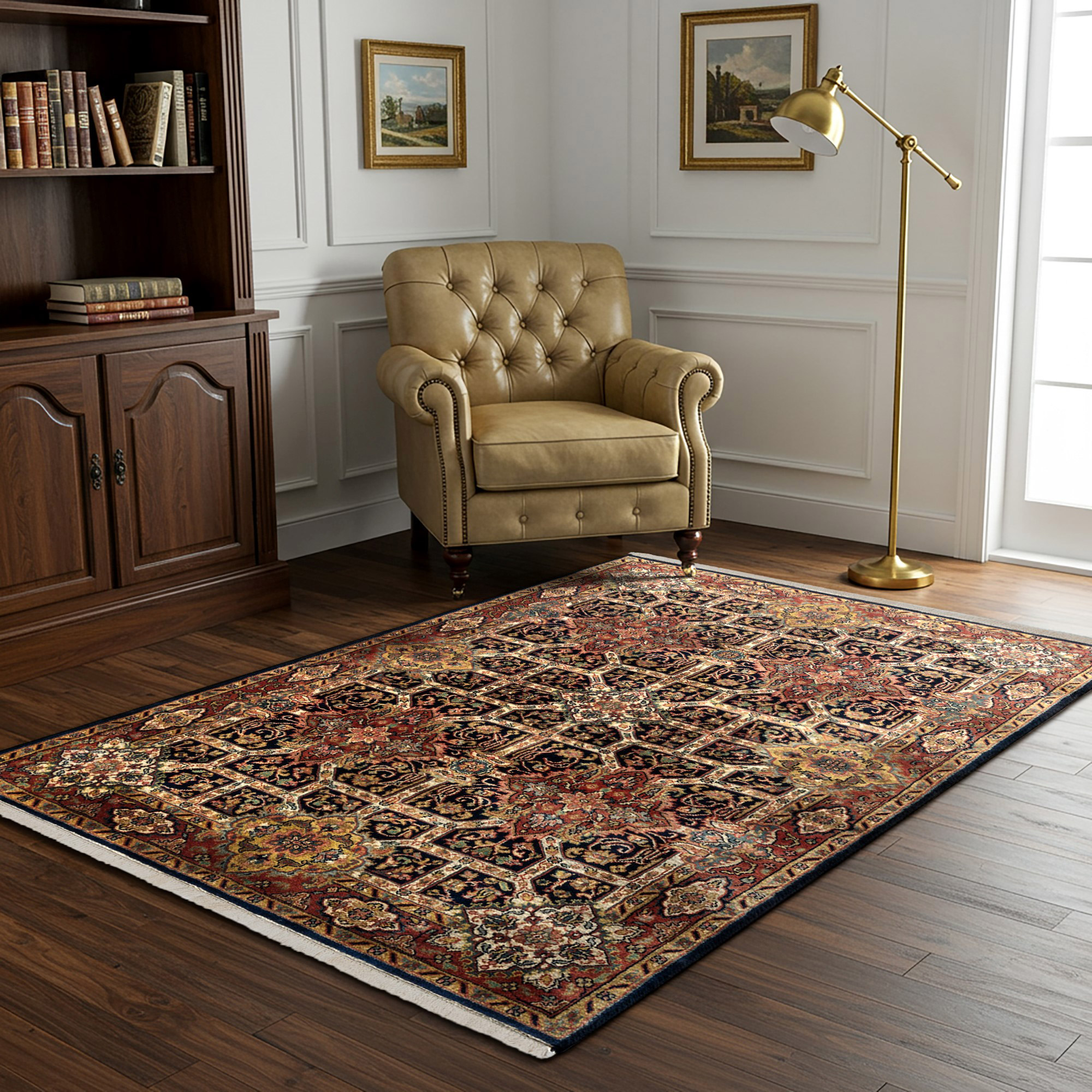 Montacute Hand Knotted Rug Collection, Kirman Dark Blue