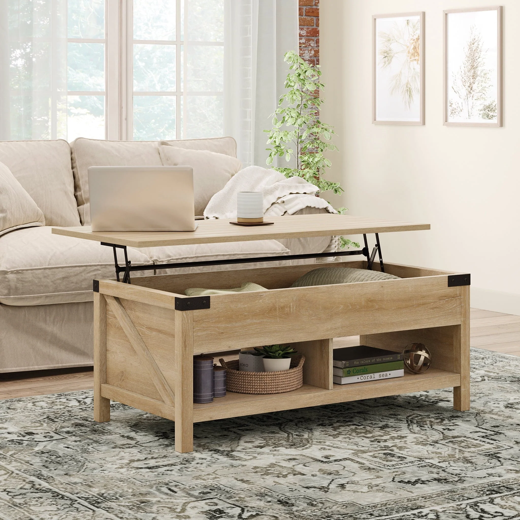 Sauder Saddler Way Farmhouse Coffee Table, Orchard Oak Finish