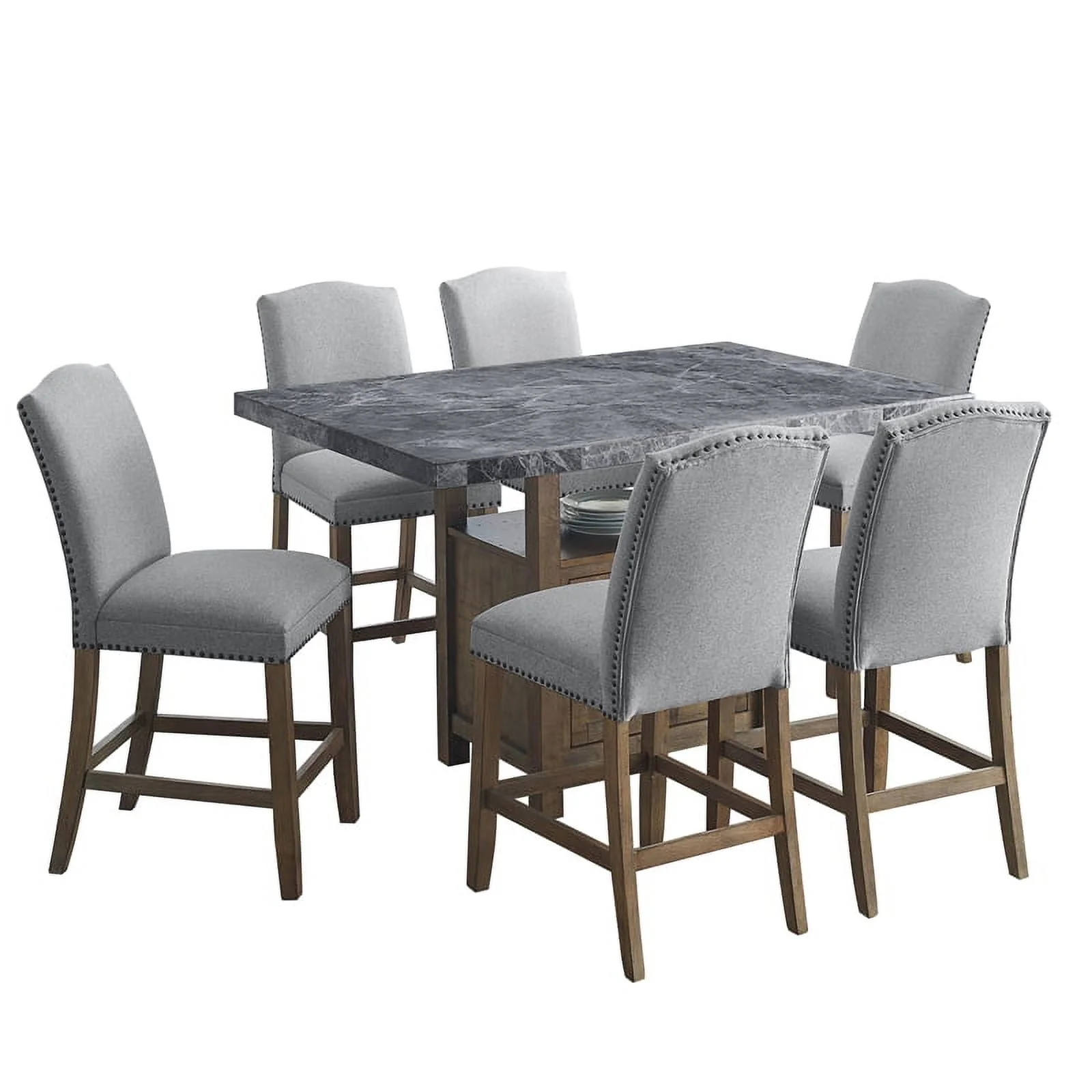 Grayson Gray Marble Counter 7-Piece Dining Set