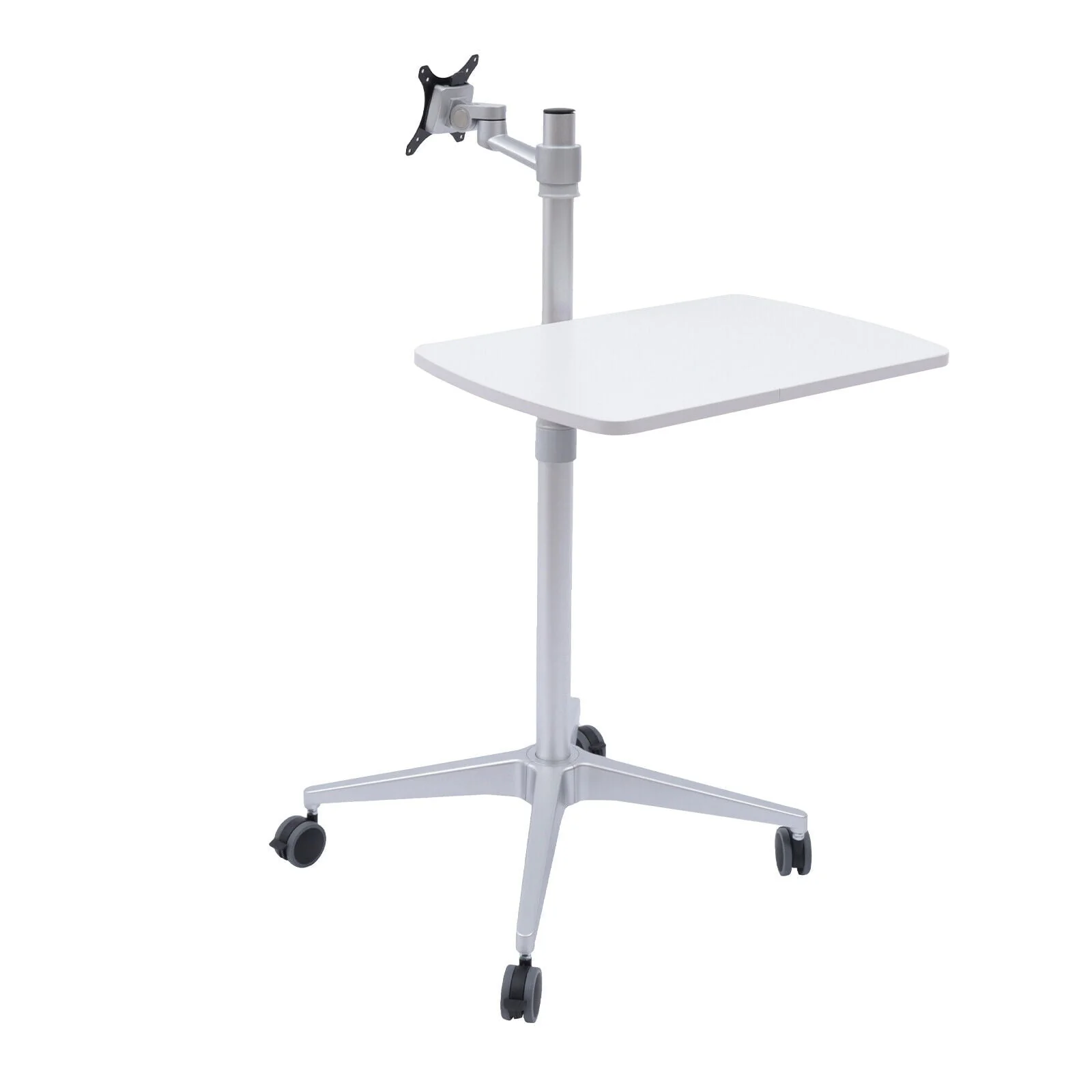 OUKANING Rolling Laptop Desk Lift Cart Mobile Monitors Computer Workstation