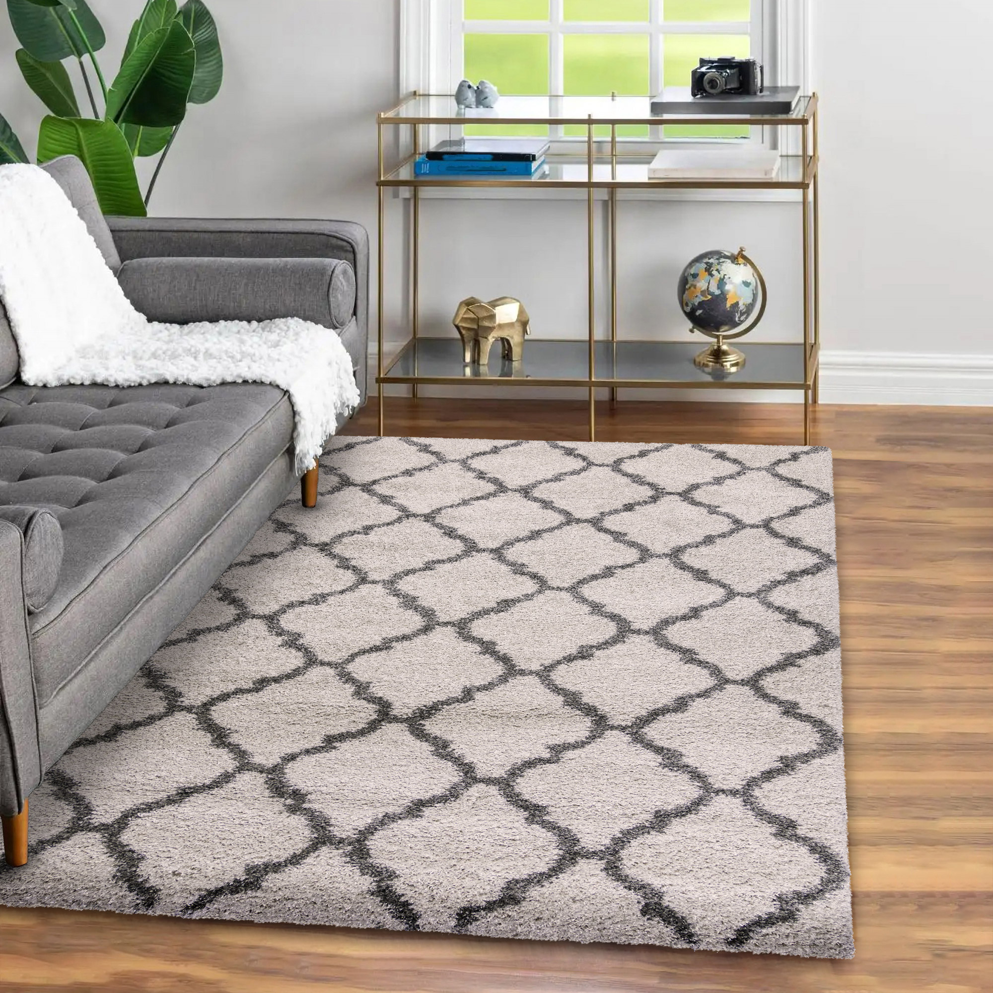 Thomasville Marketplace Luxury Shag Rug Collection, Trellis, 5'3' x 7'5'