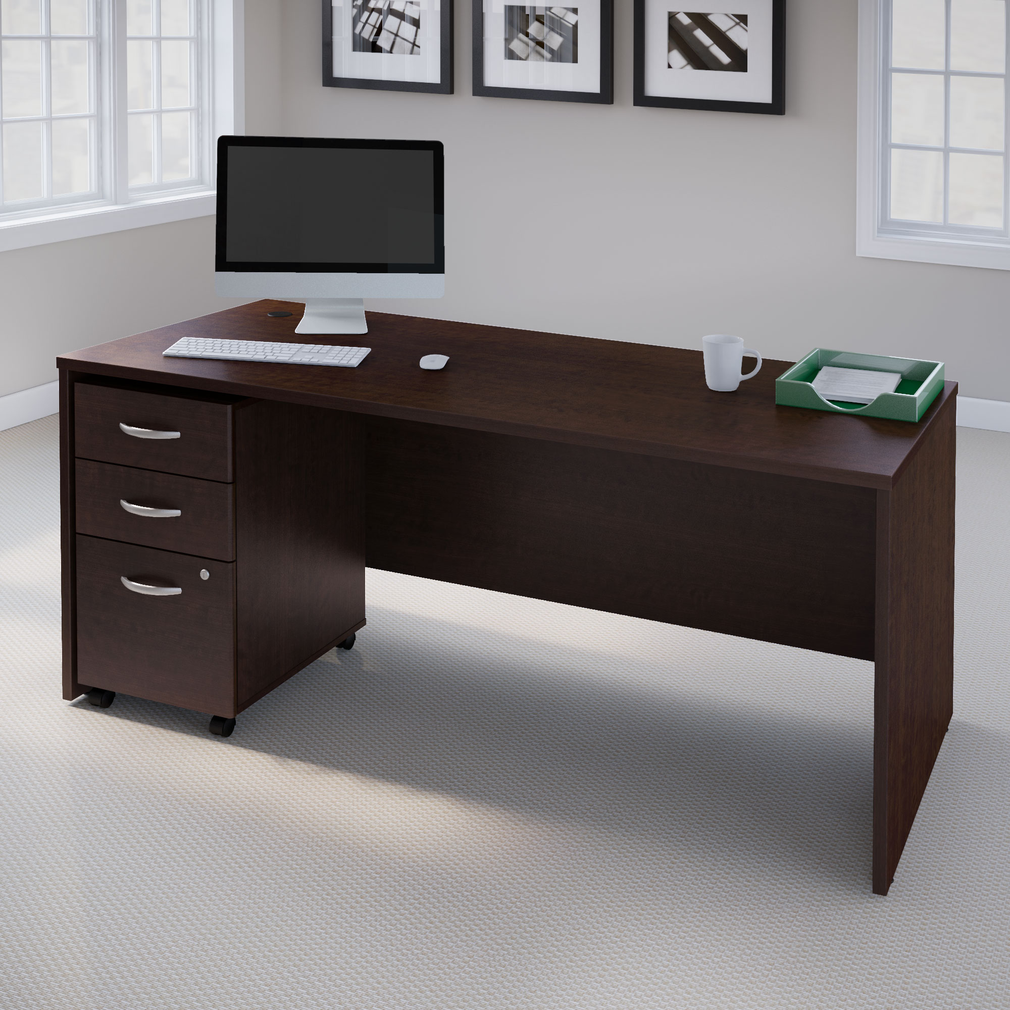 Bush Series C Manager's Desk in Mocha Cherry Finish