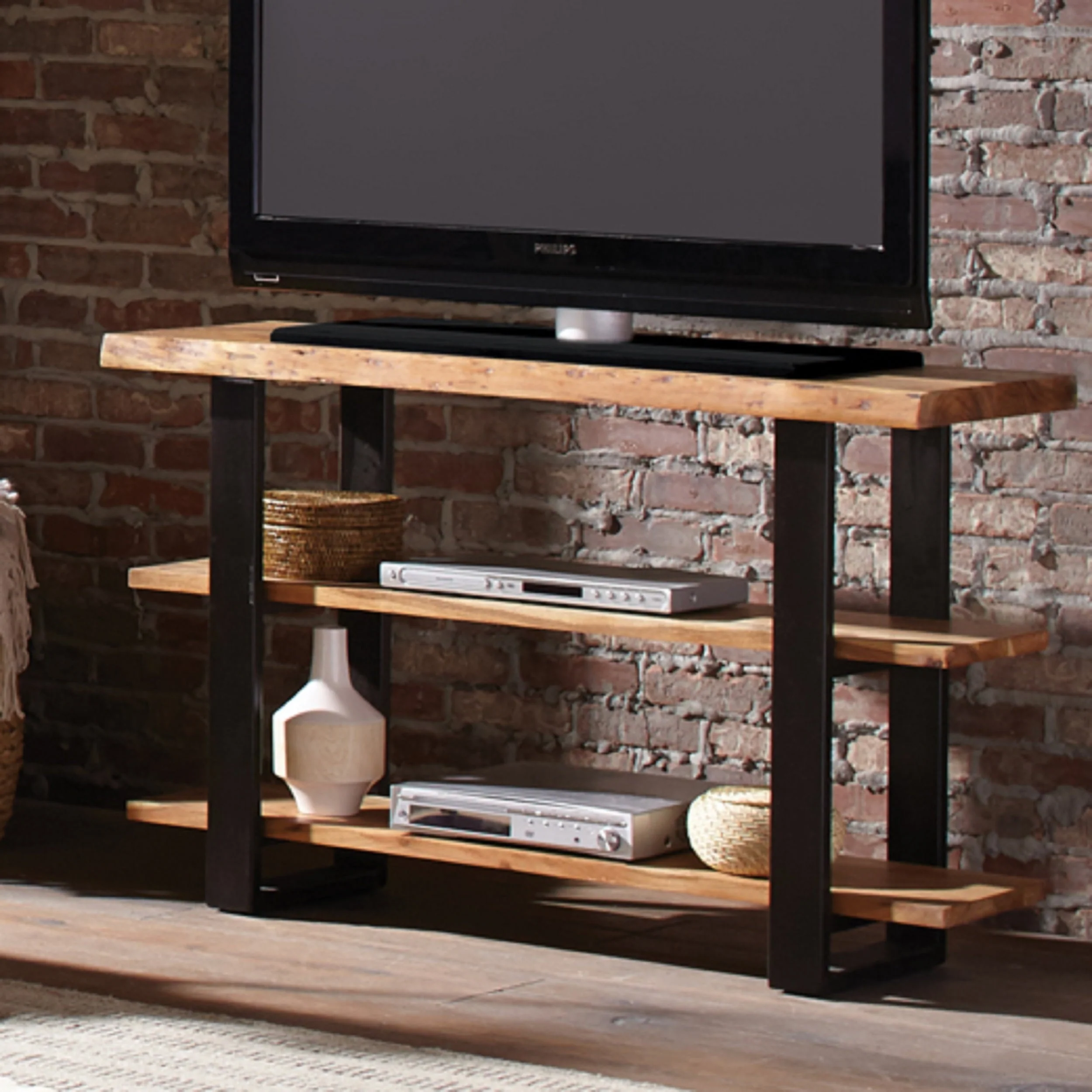 Alaterre Alpine Natural Live Edge Wood Media Console Table