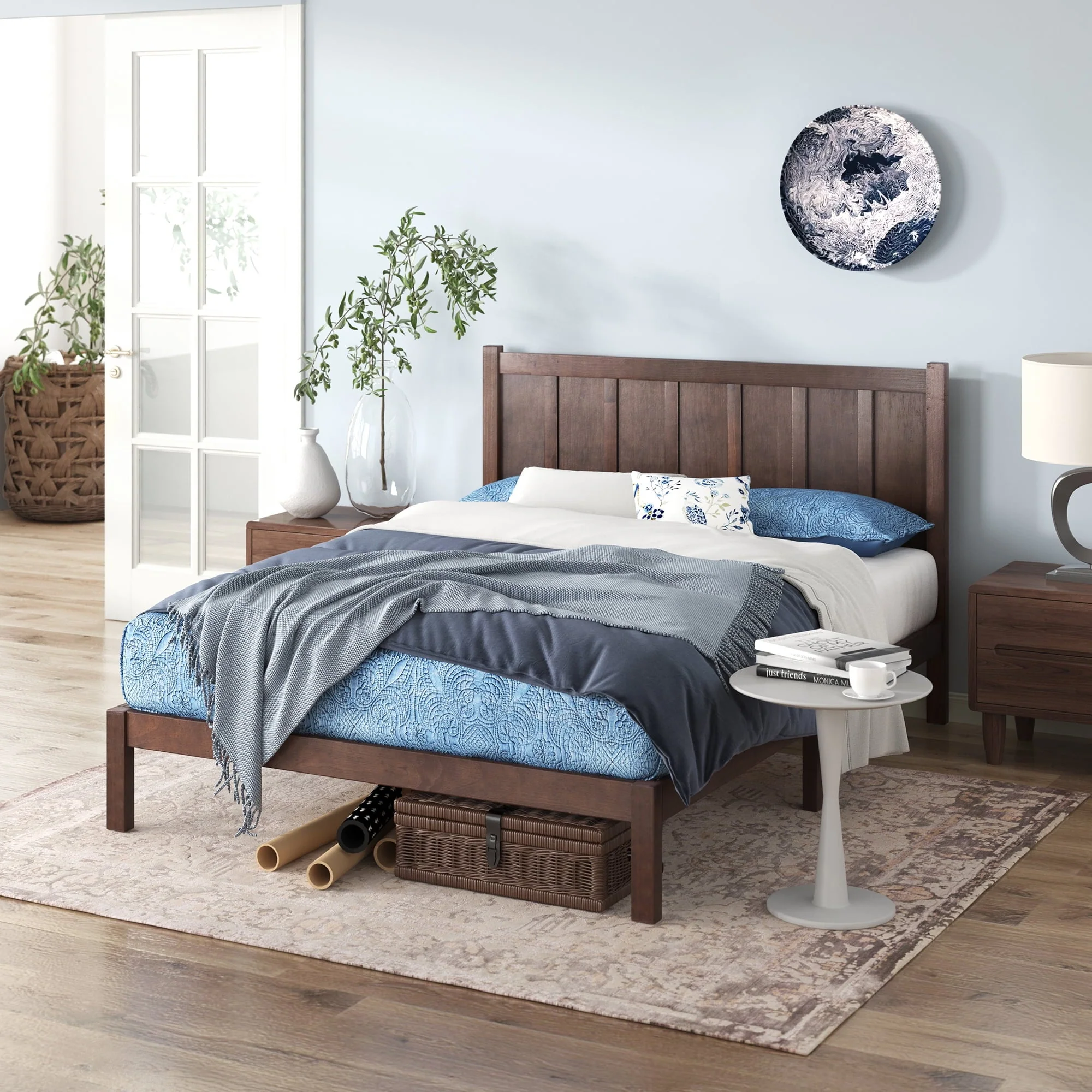 Zinus Adrian 42" Acacia Wood Platform Bed Frame, Full