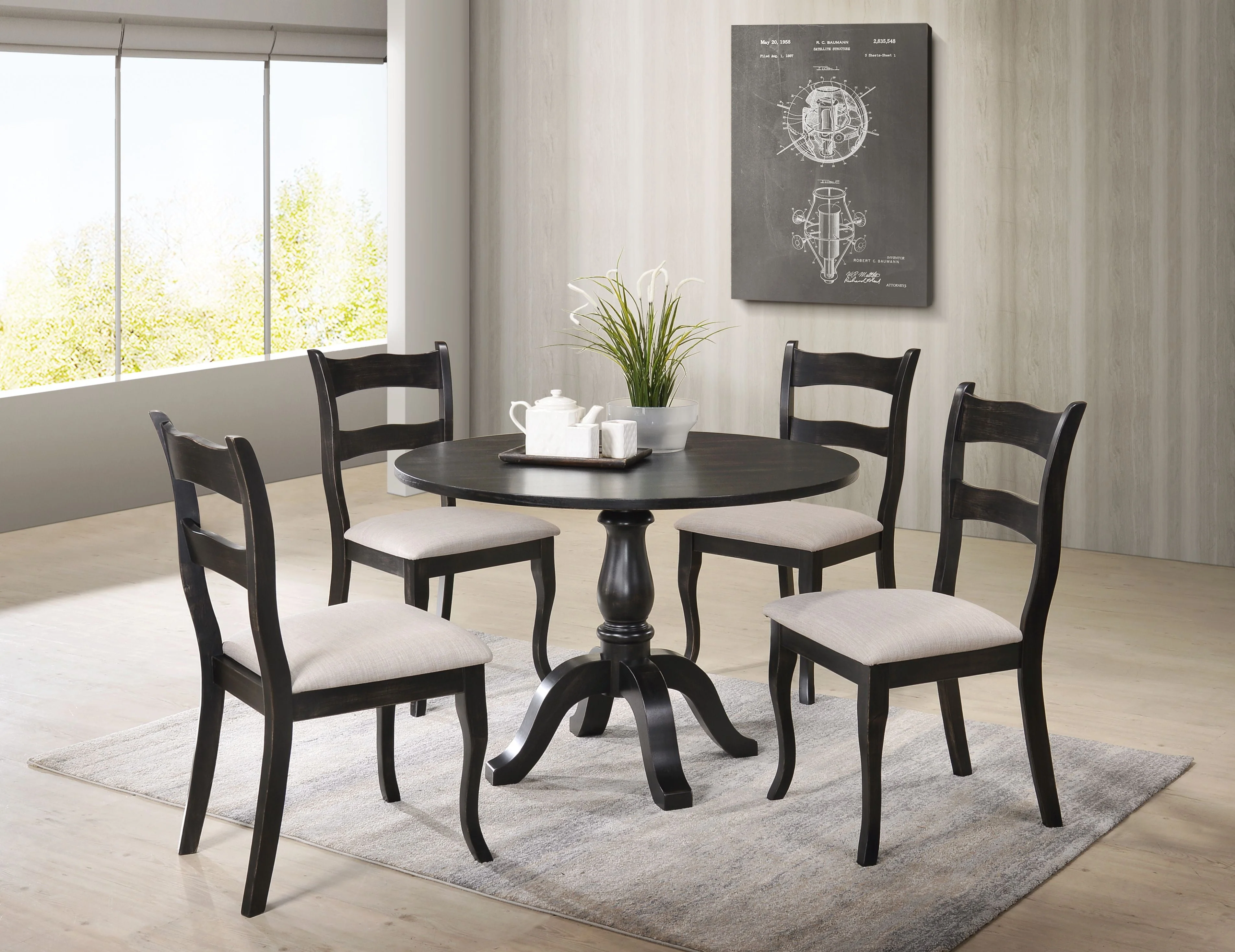 Best Master Furniture Alice Black Round 5 Piece Dining Set