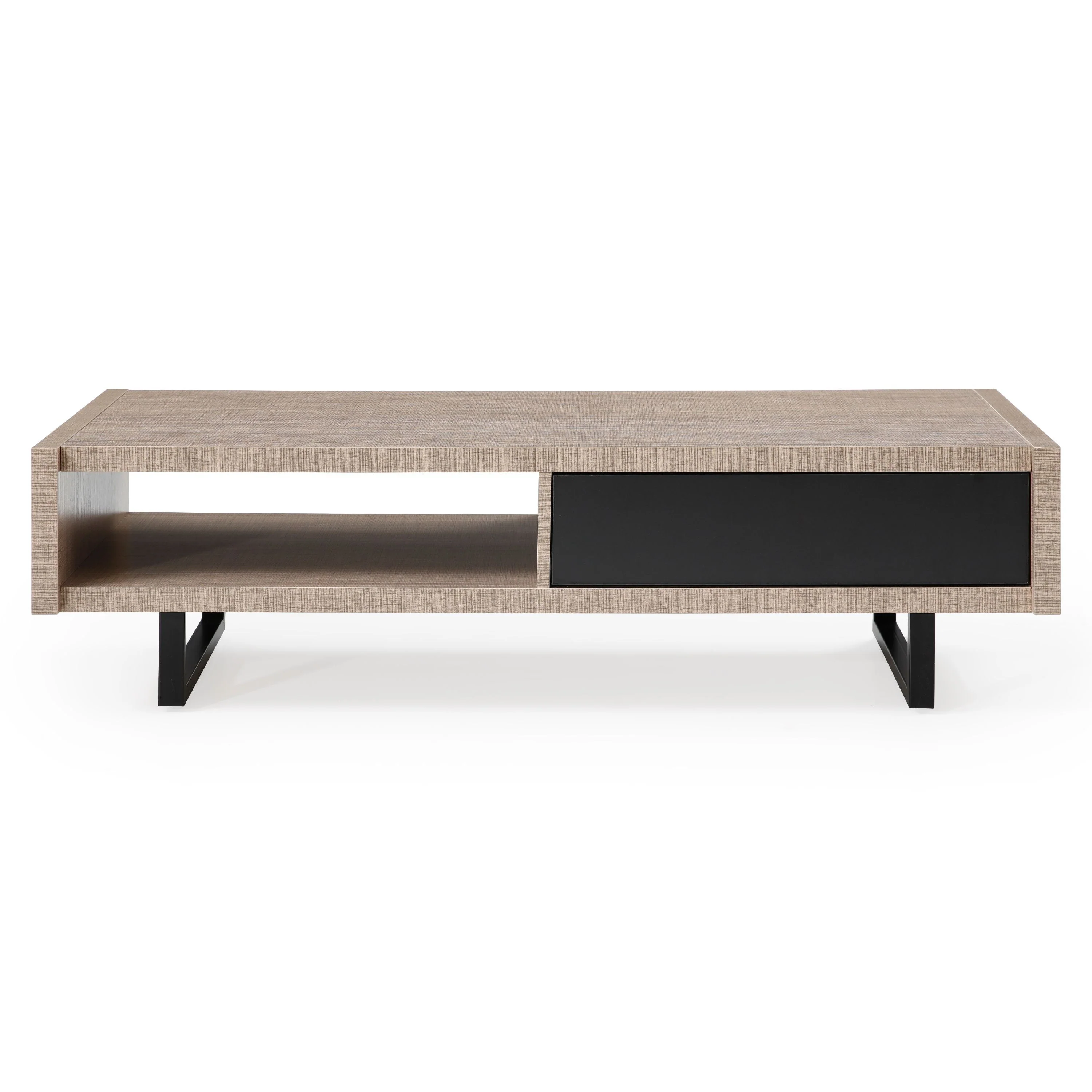 MF Studio Modern Glass Top Geometric Coffee Table, Black