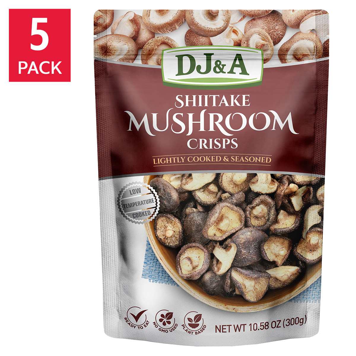 DJ&A Shiitake Mushroom Crisps 10.58 oz. bag, 5-pack