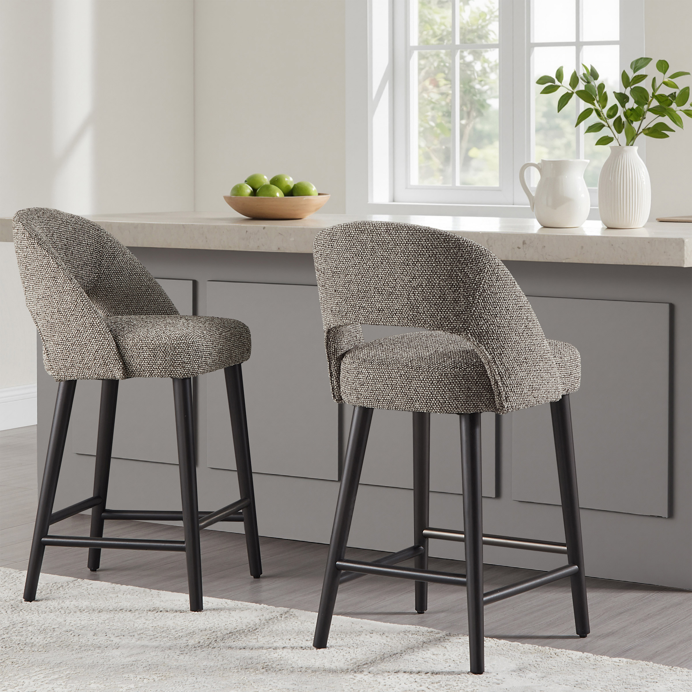 Lilah Counter Stool in Dark Gray, Set of 2