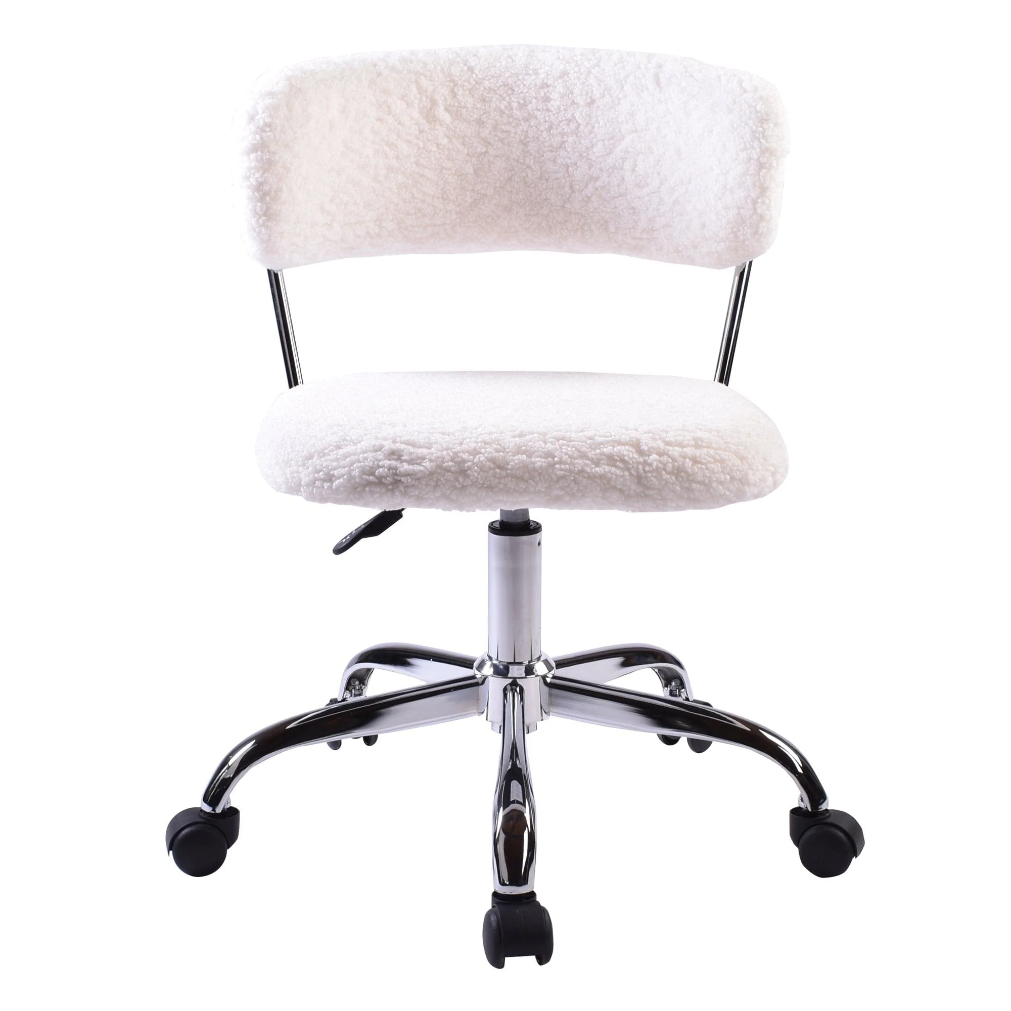 Impressions Willow 360 Swivel Vanity Chair with Adjustable Height for Office and Bedroom (White Lambs Wool)